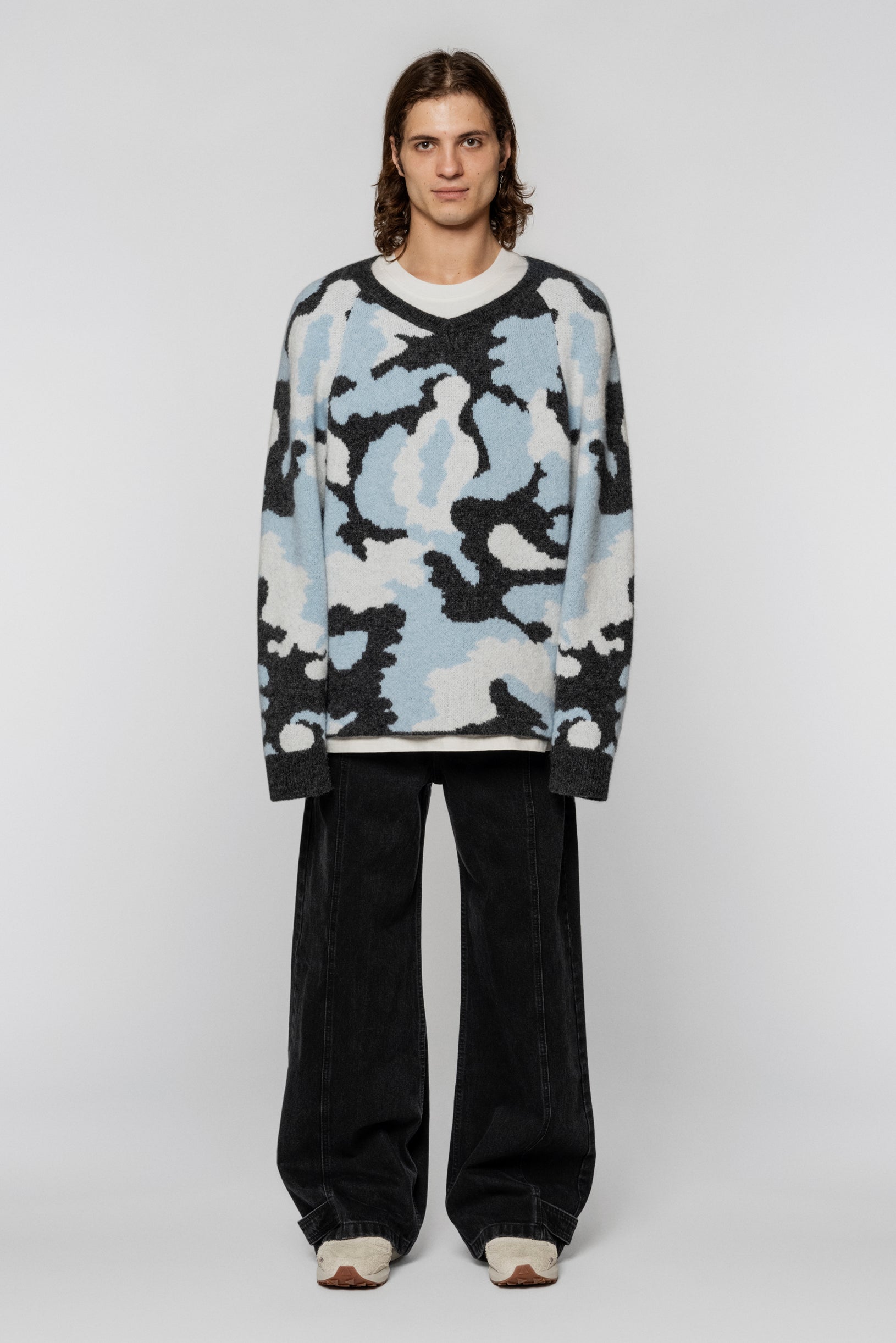 Multicolor Relaxed Sweater Black Blue
