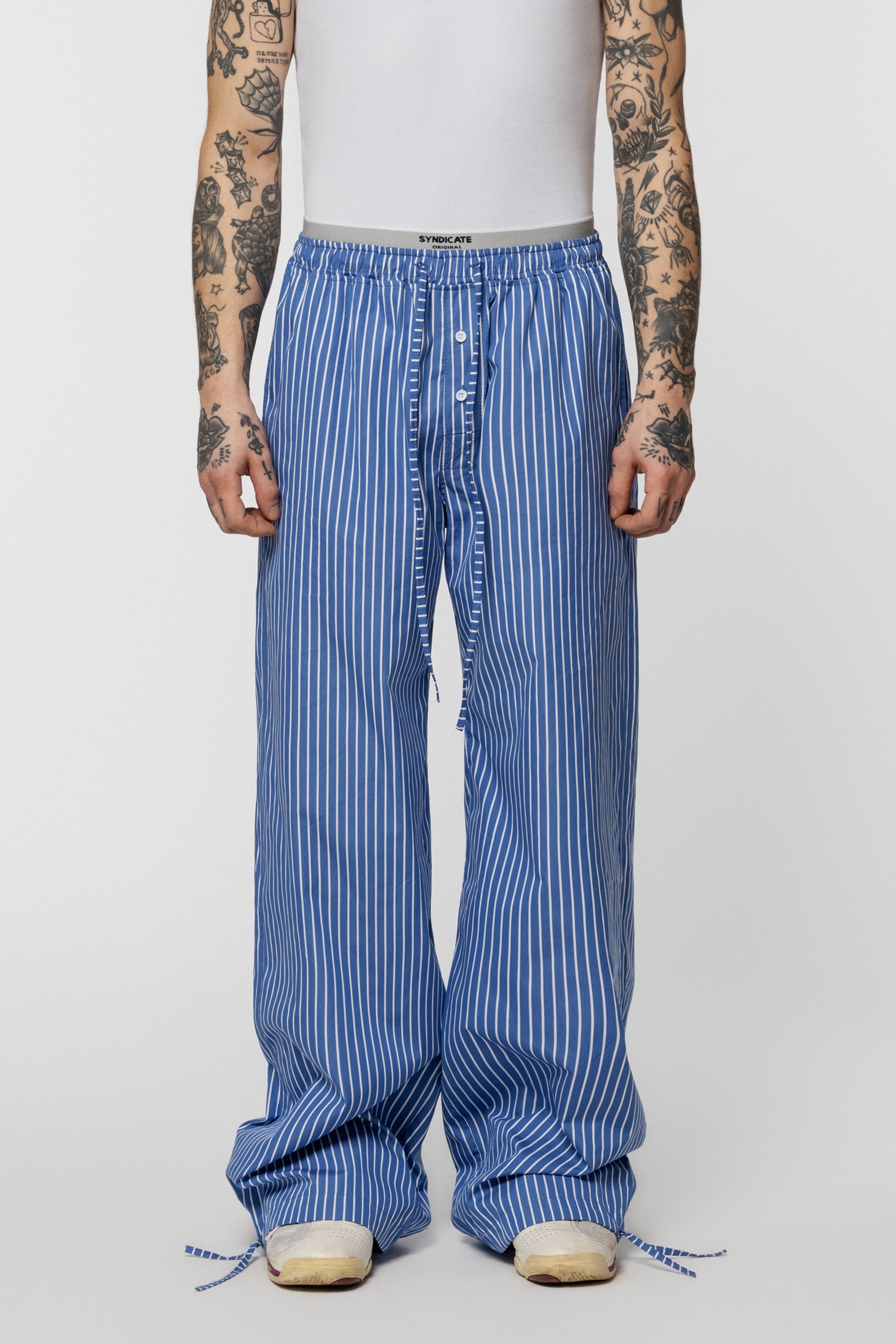 Cotton Boxers Trousers Blue Stripes