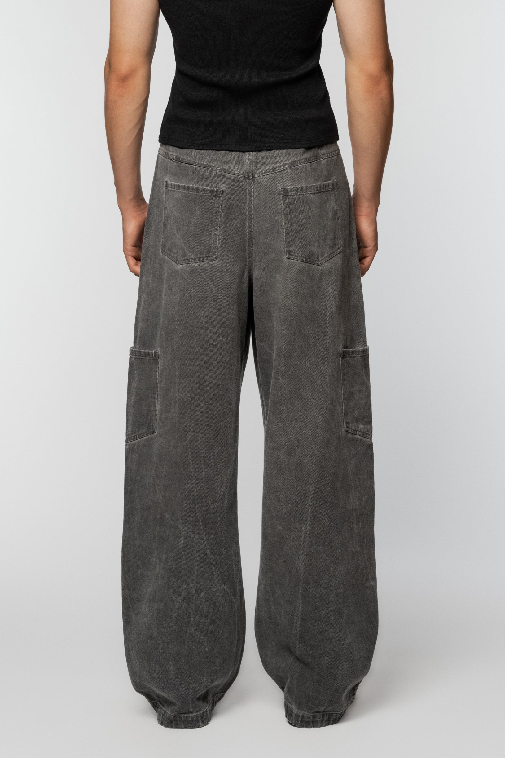 Vintage wide grey Carpenter jeans with a drawstring