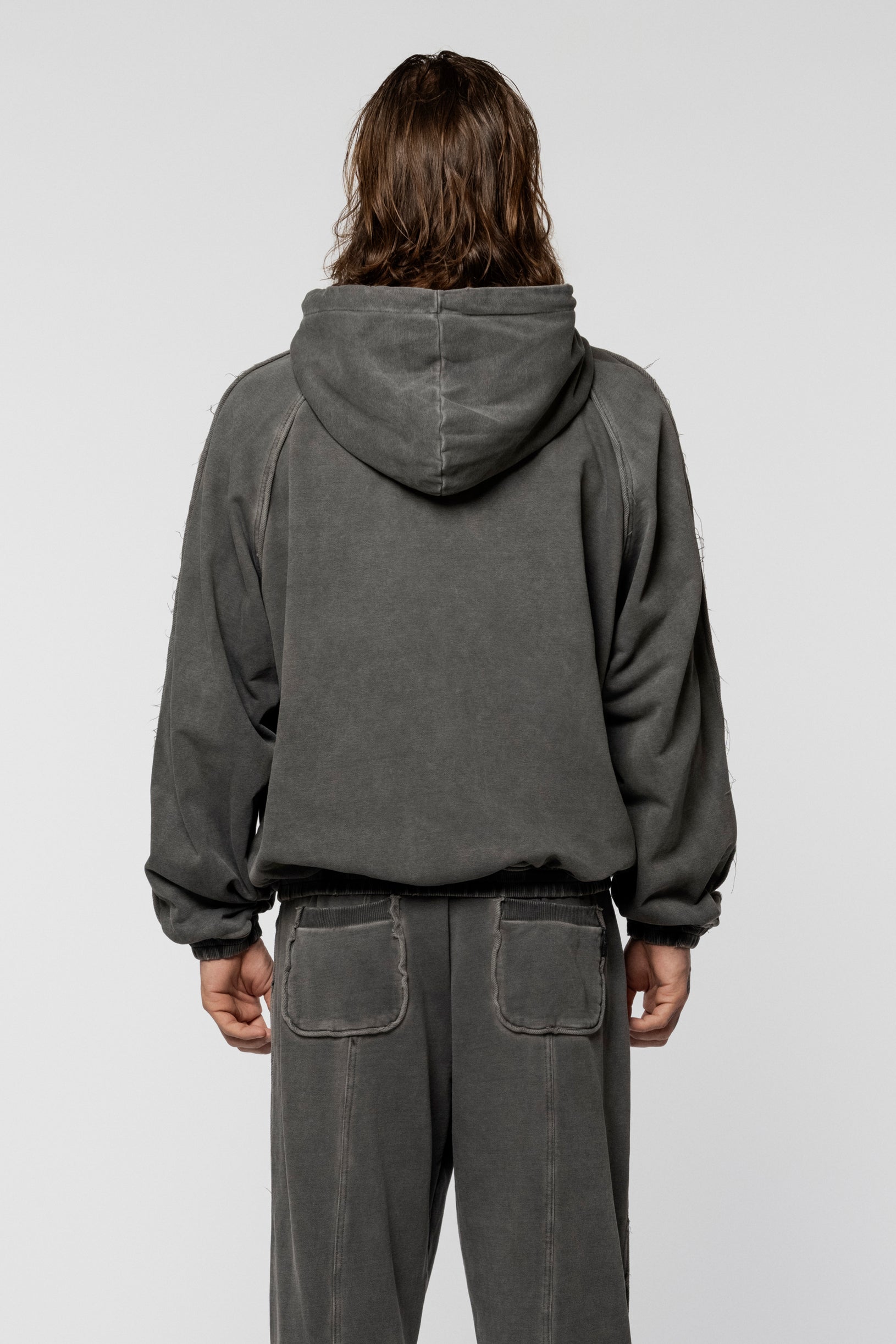 Faded arrow reglan zip hoodie gray