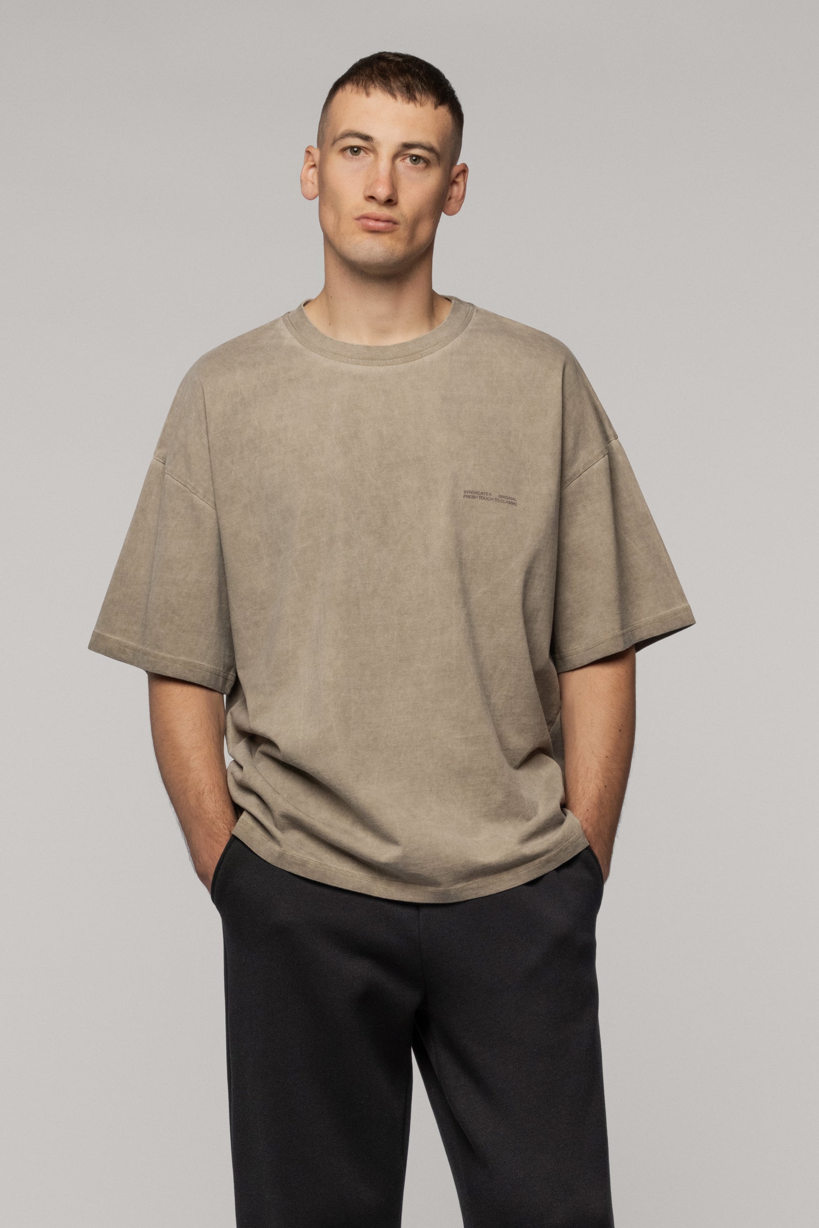 Faded effect T-shirt Oversize Cold Beige