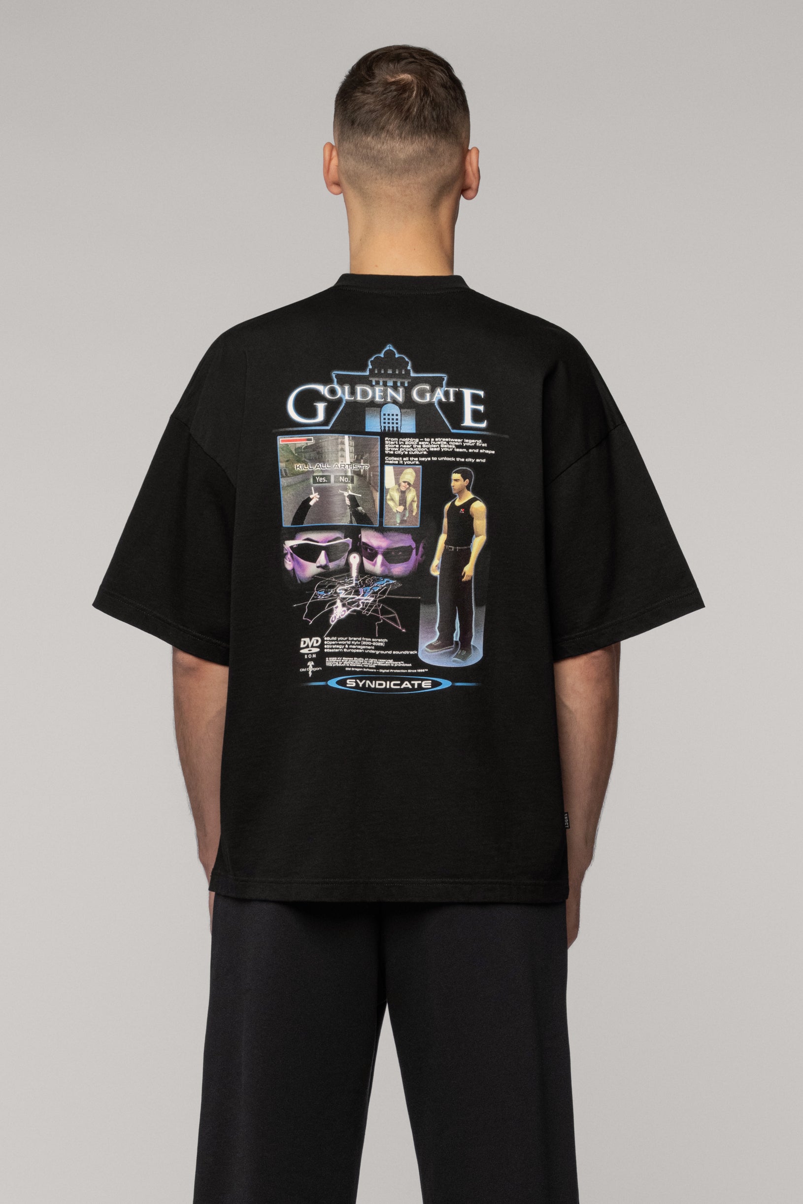 SNDCT x Old Dragon Чорна Оверсайз Футболка Simulation