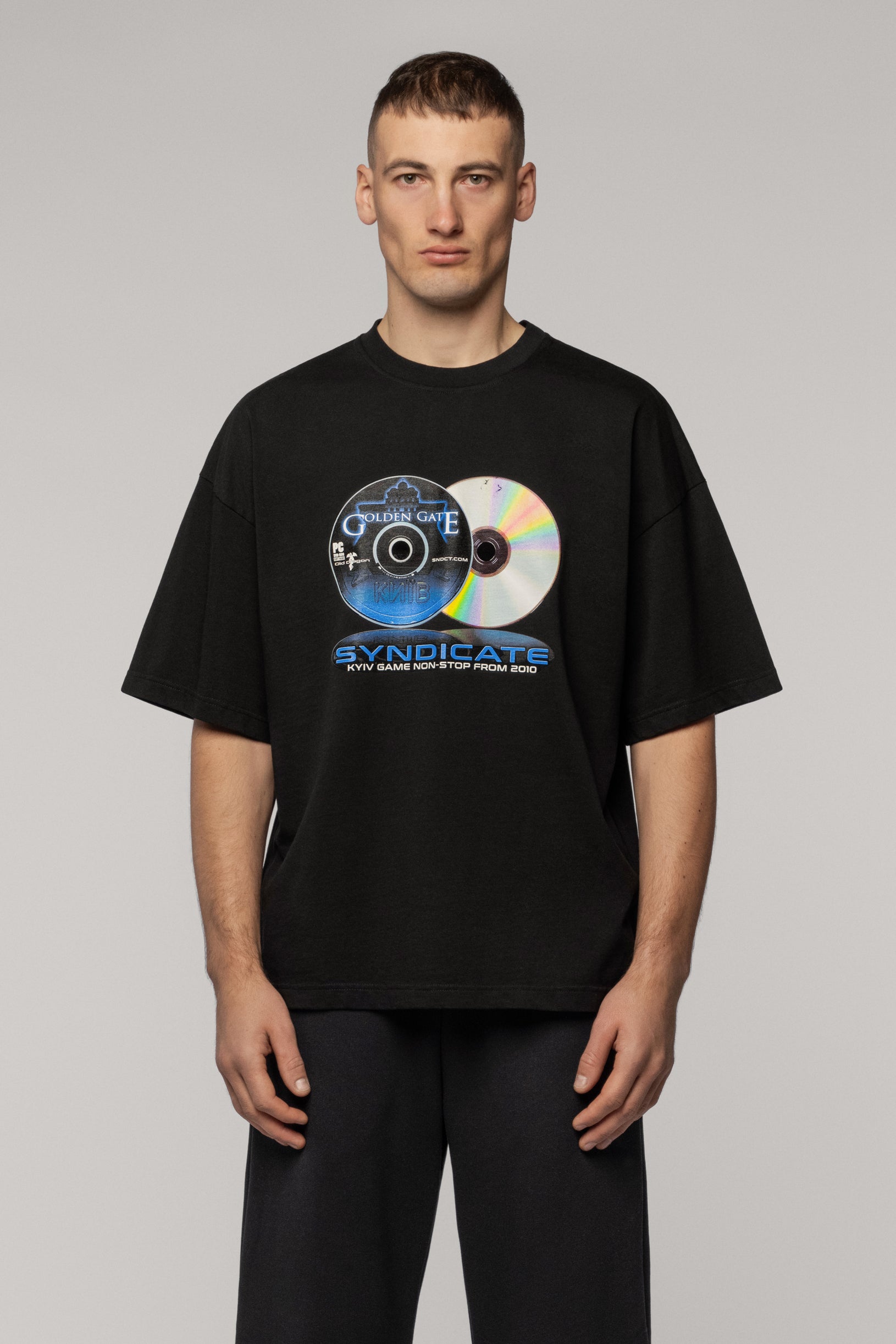 Oversized T-shirt Black Simulation SNDCT x Old Dragon