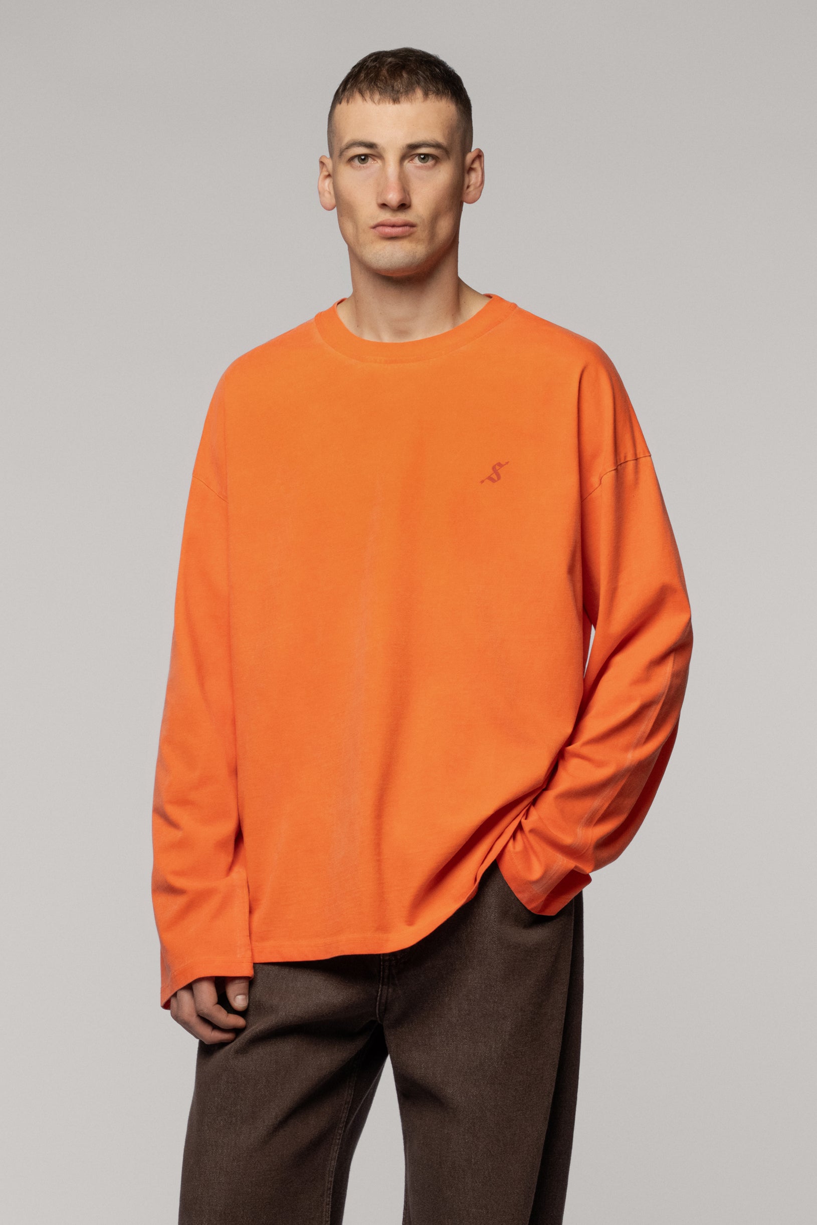 Лонгслів Фарбований з Логотипом Arrow Помаранчевий