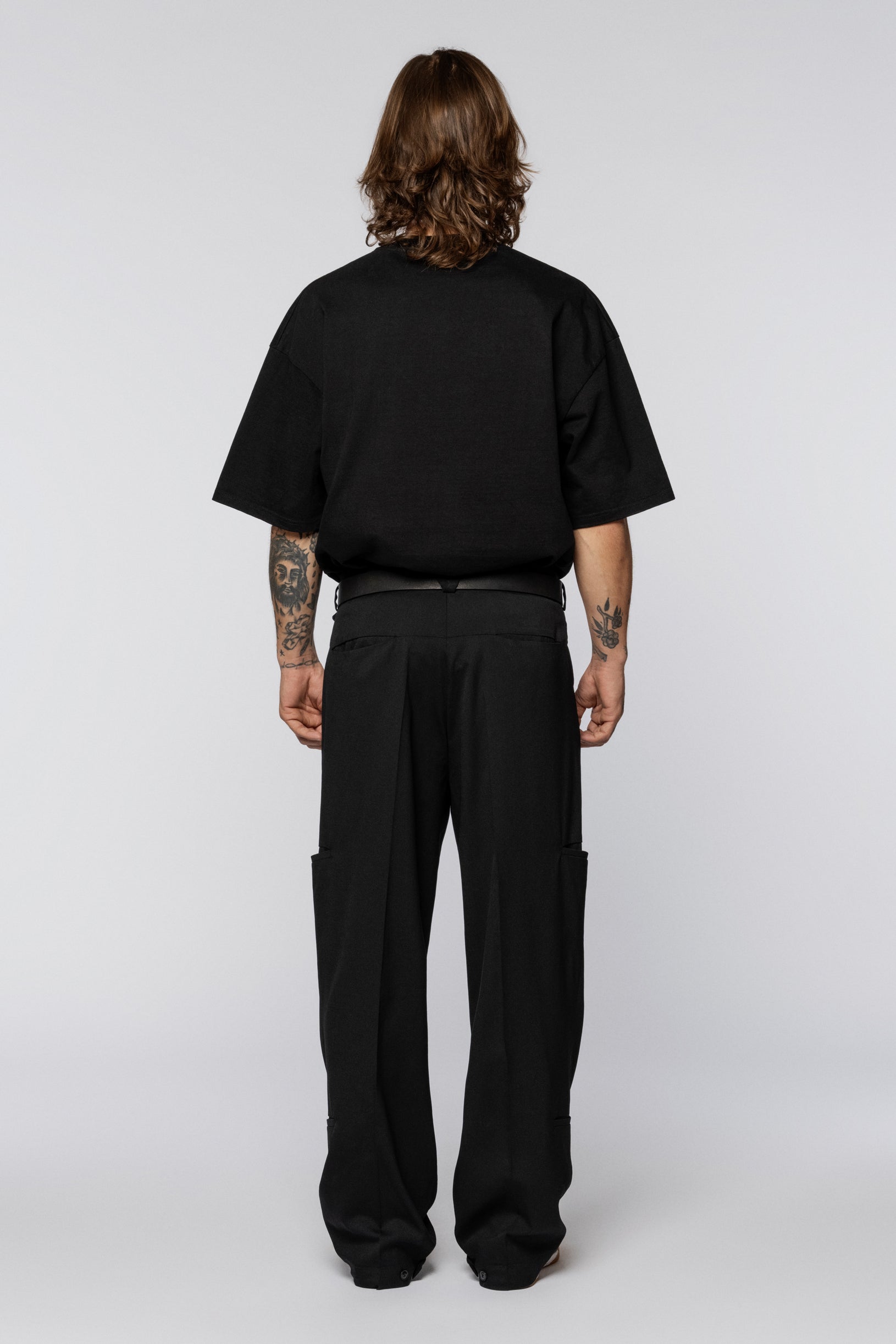 Wool trousers classic cargo Black