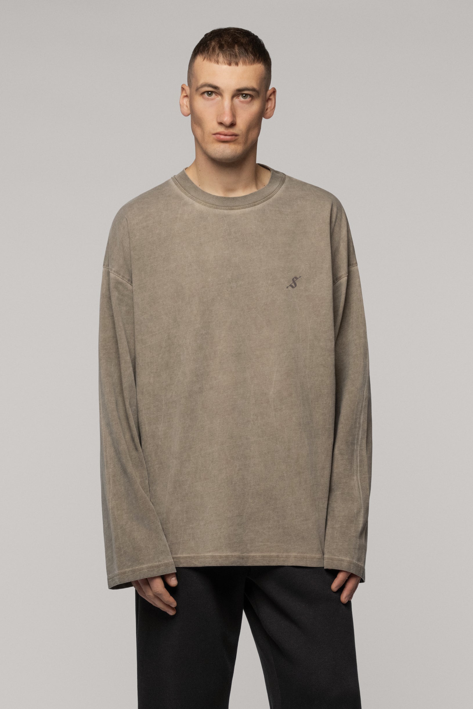 Лонгслів Фарбований з Логотипом Arrow Бежевий