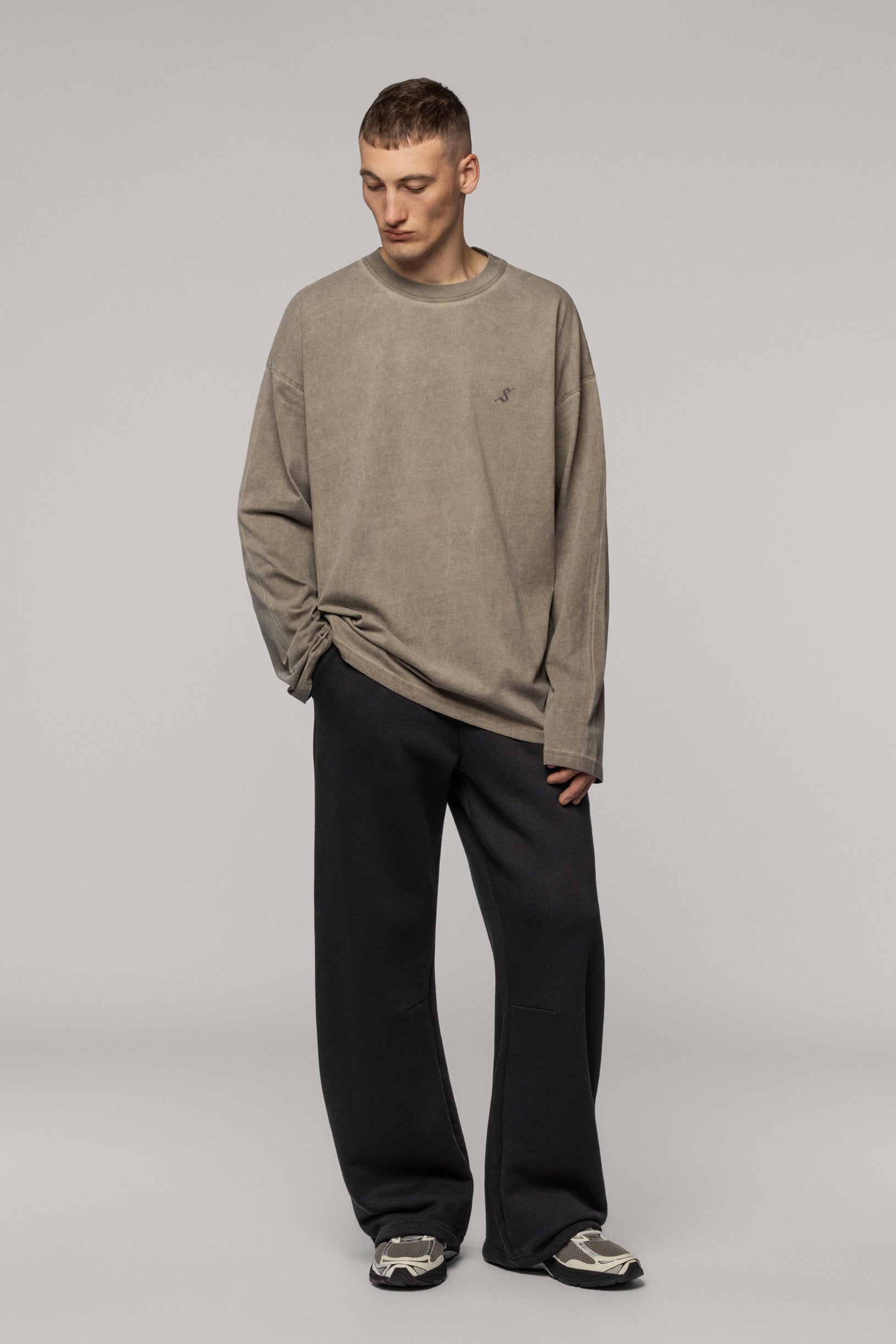 Лонгслів Фарбований з Логотипом Arrow Бежевий