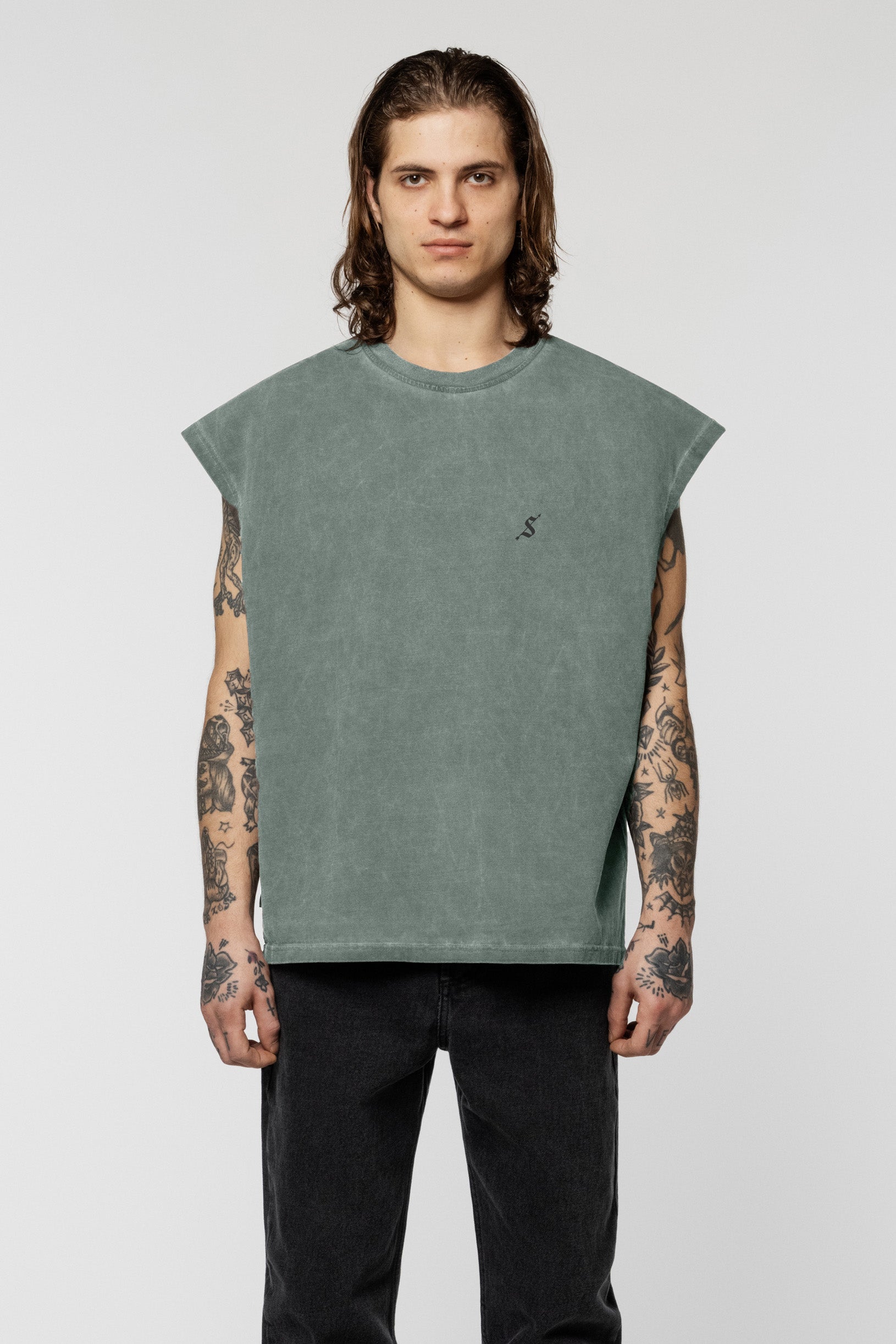 Faded Sleeveless T-shirt Green