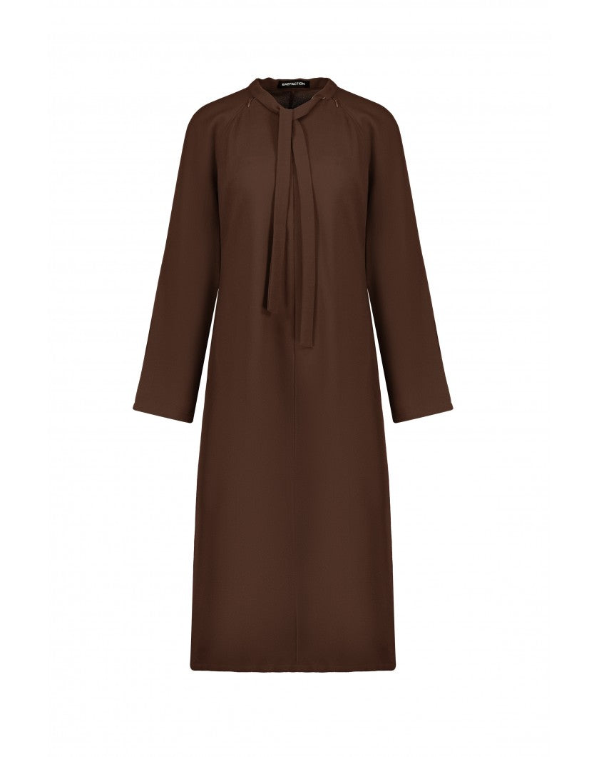 Wool Crepe Dress Brown