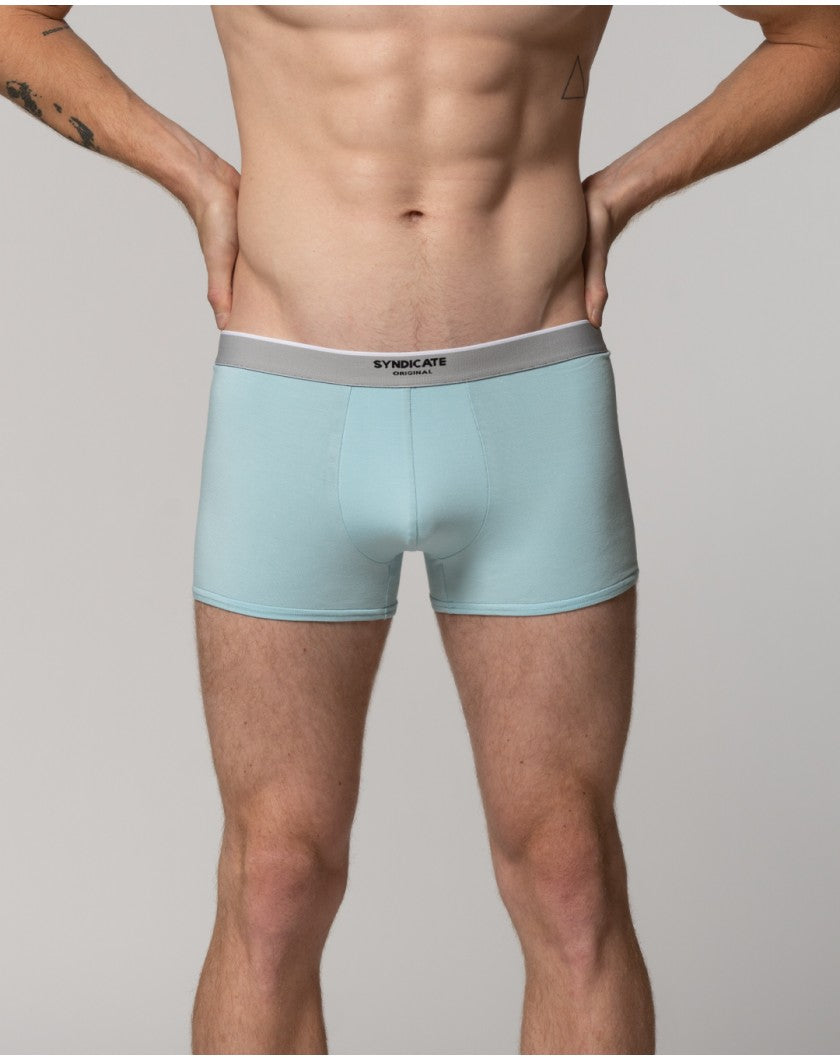 Blue viscose boxers with an elastic waistband
