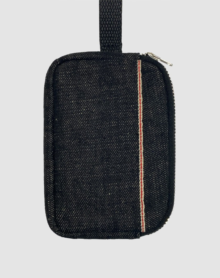Чорний гаманець із selvedge деніму з контрастним кантом