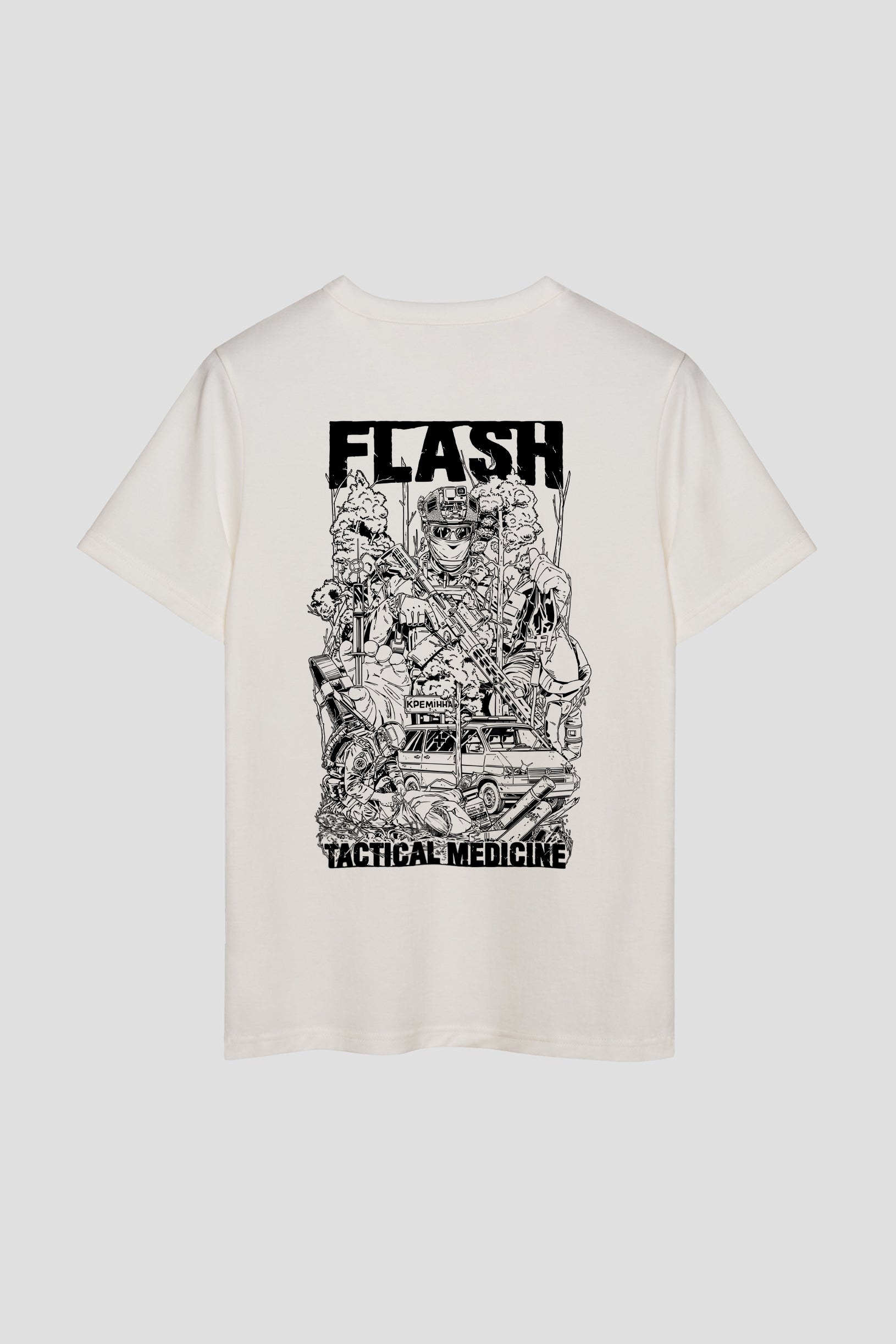 Unisex white t-shirt with a Flash art print