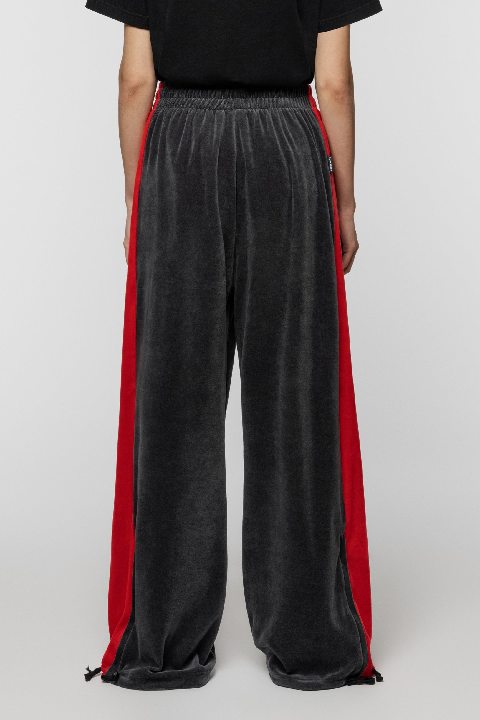 Velour Track Pants Red Gray