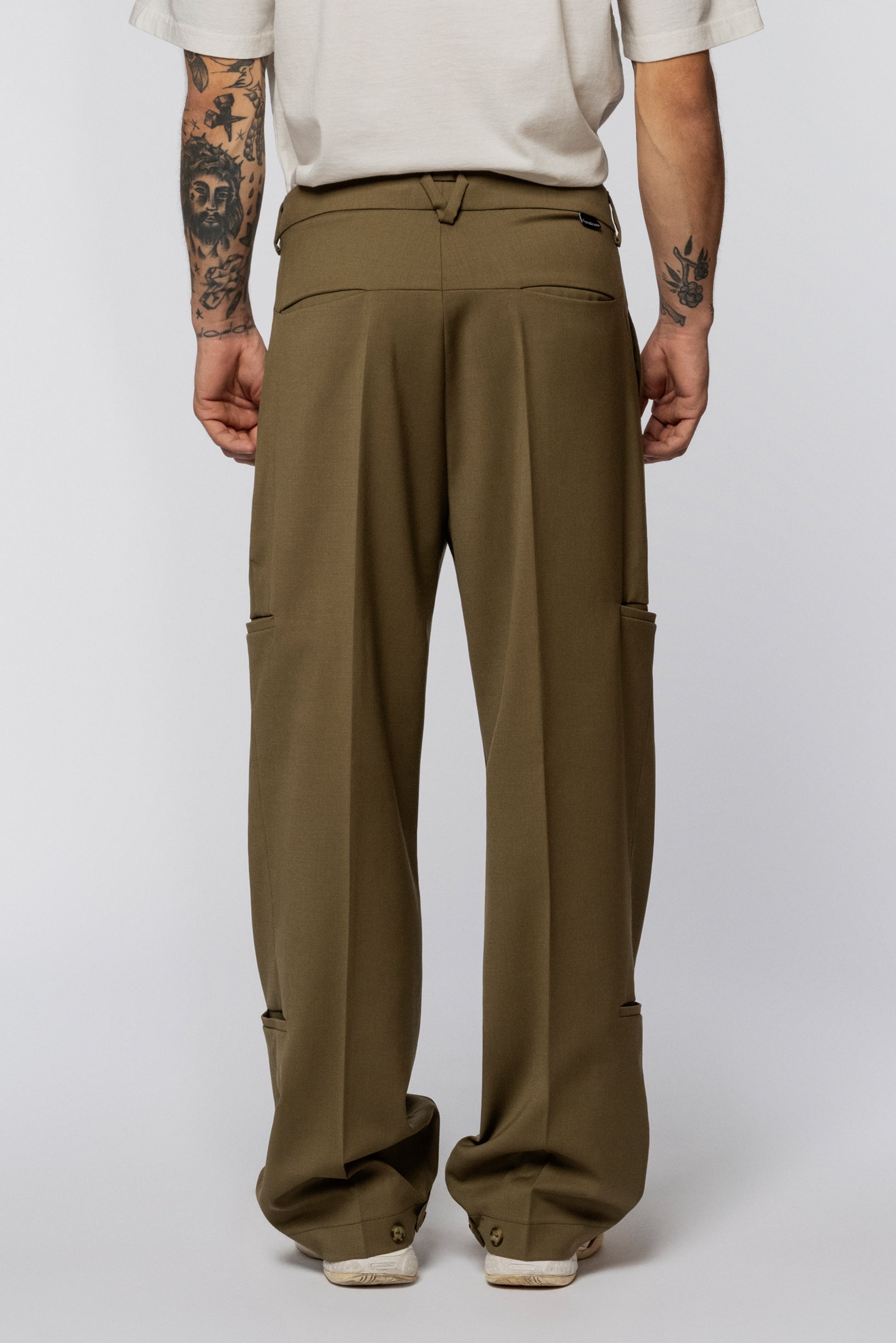 Wool trousers classic cargo Khaki