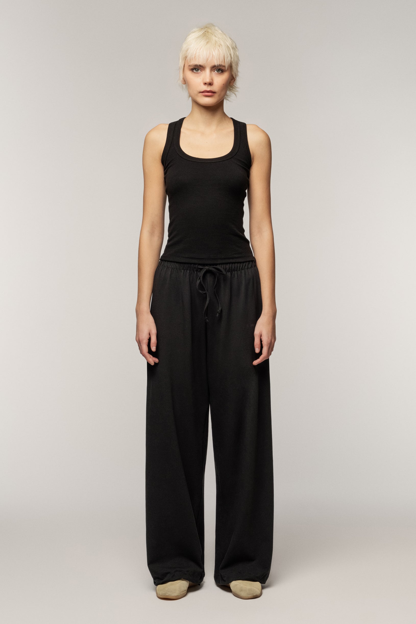 Palazzo Cotton Trousers Black