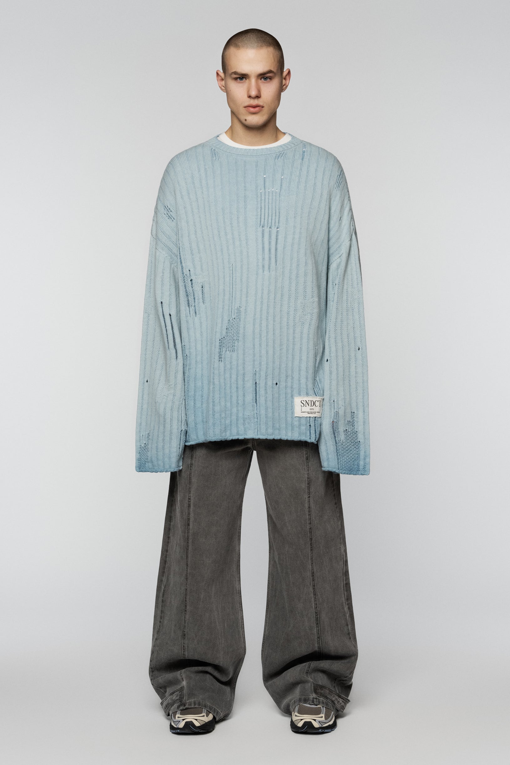 Dyed Loose Knit Sweater Blue