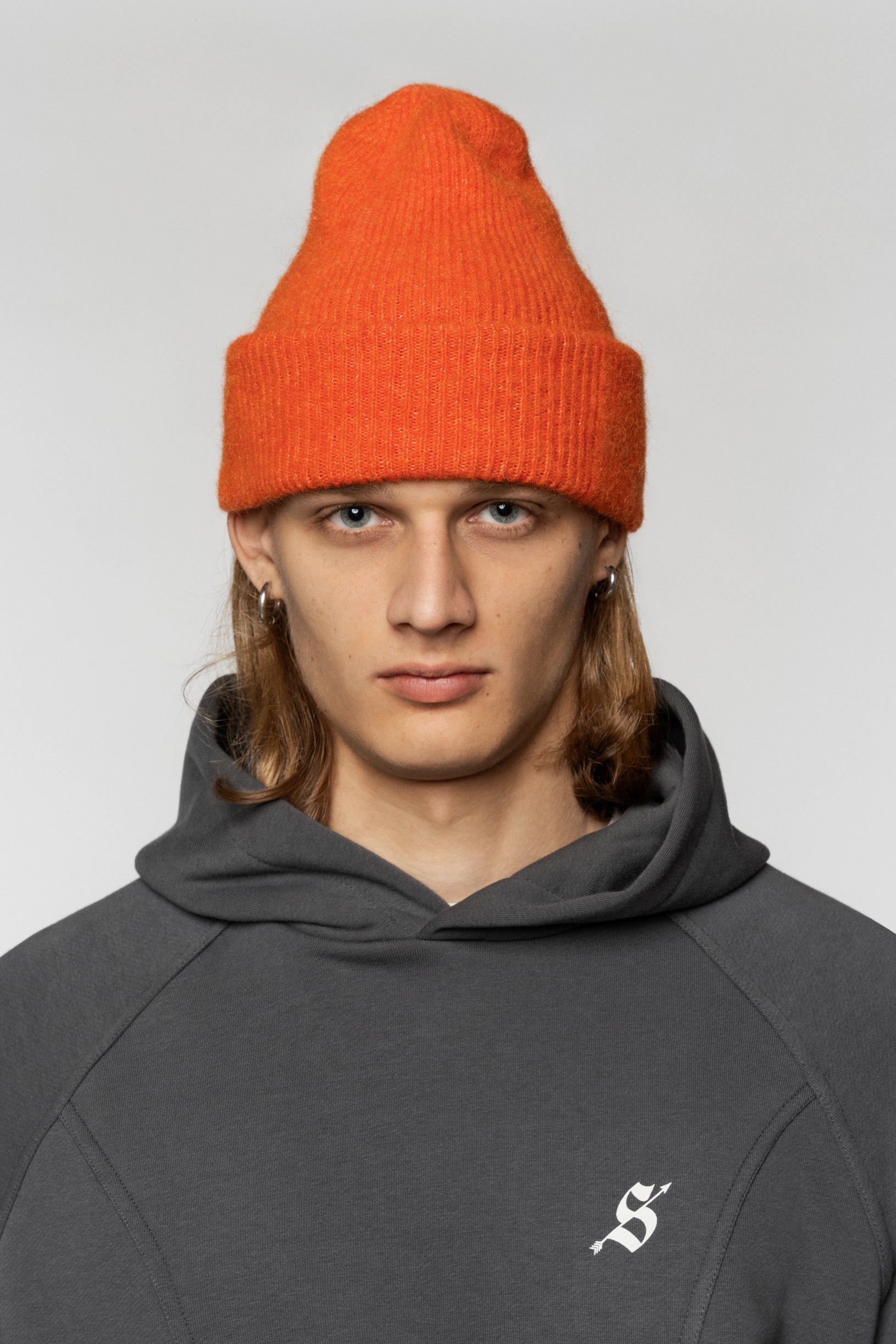 Вʼязана шапка Red Orange з еластичним відворотом