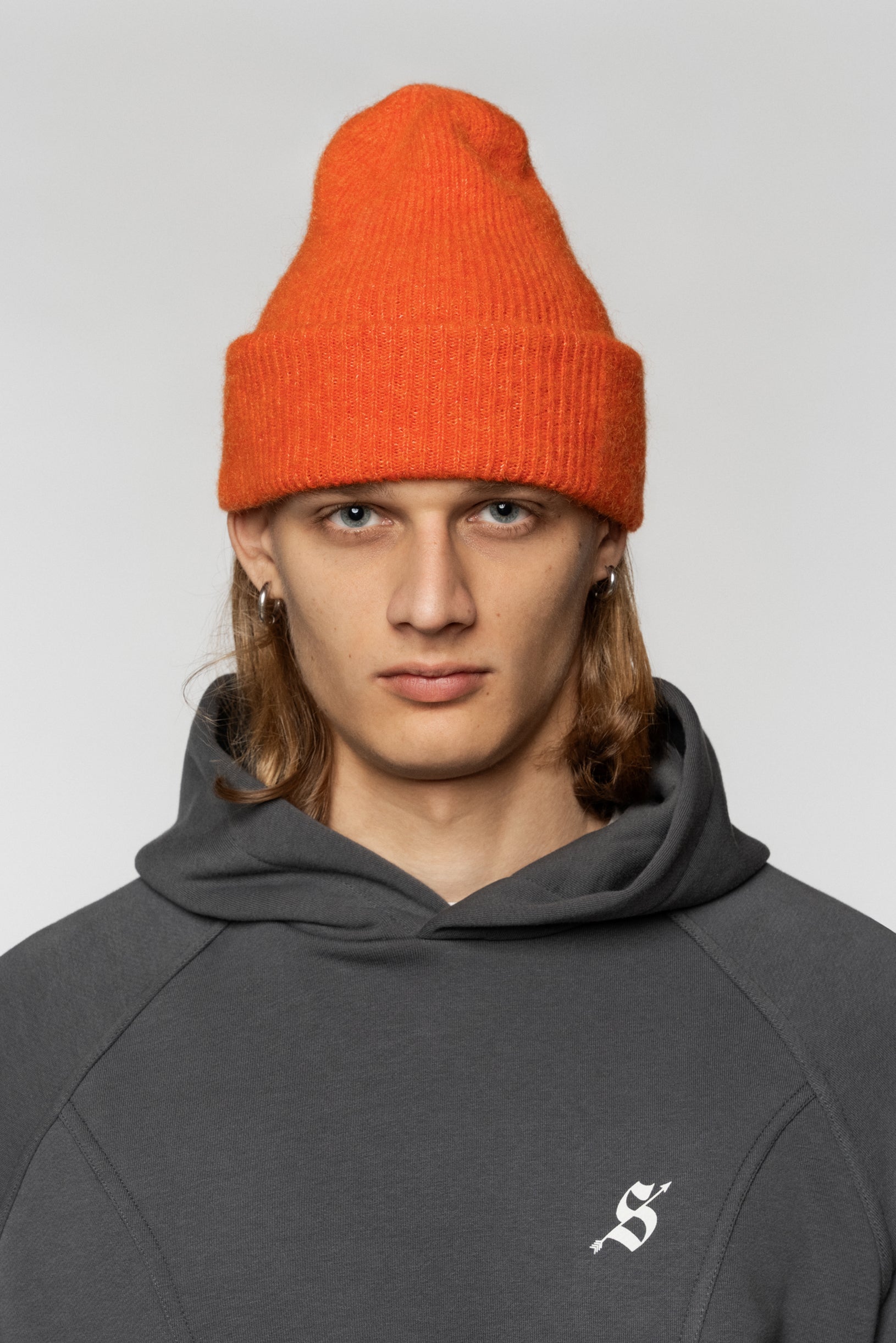 Fluffy Merino Beanie Red Orange