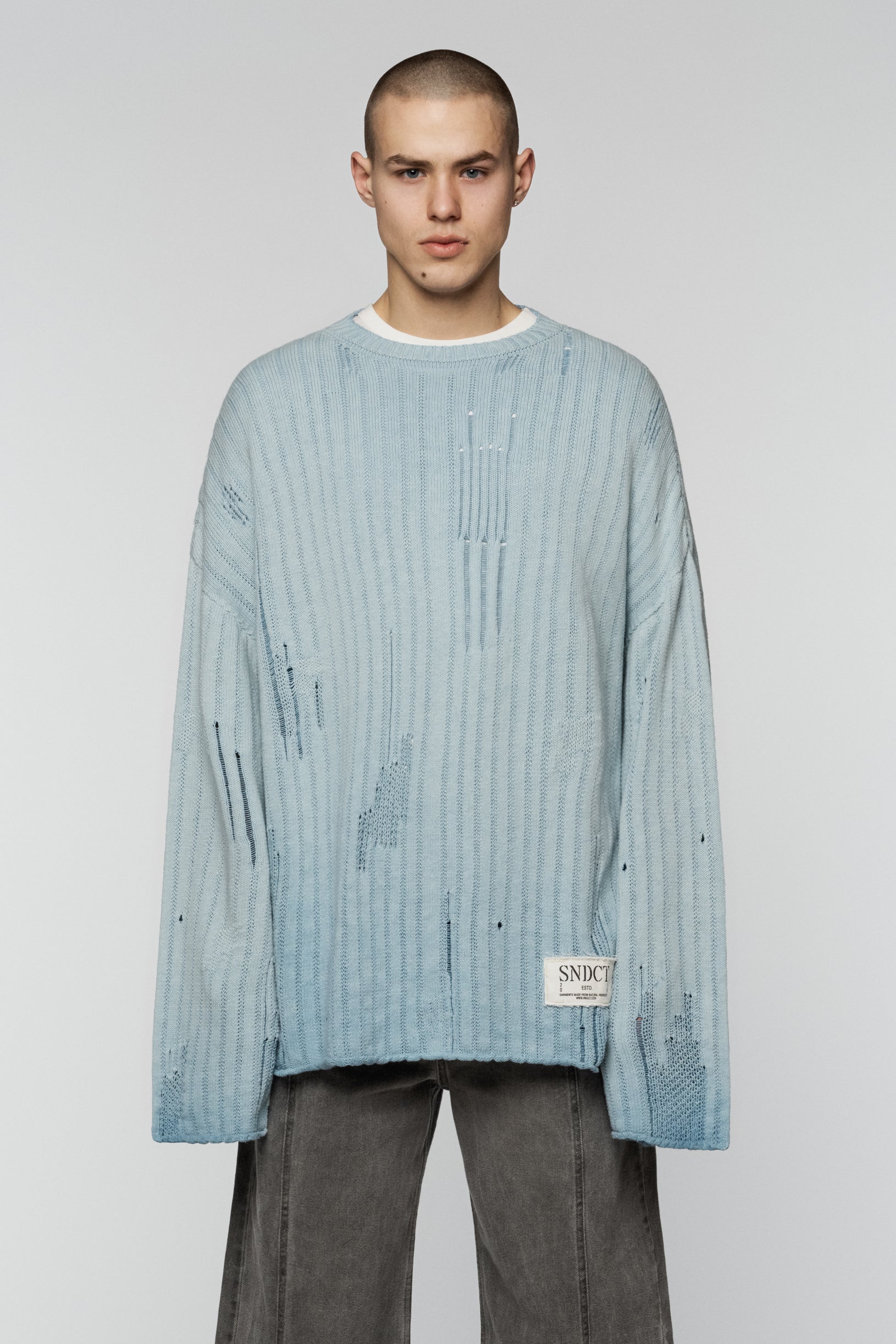 Dyed Loose Knit Sweater Blue