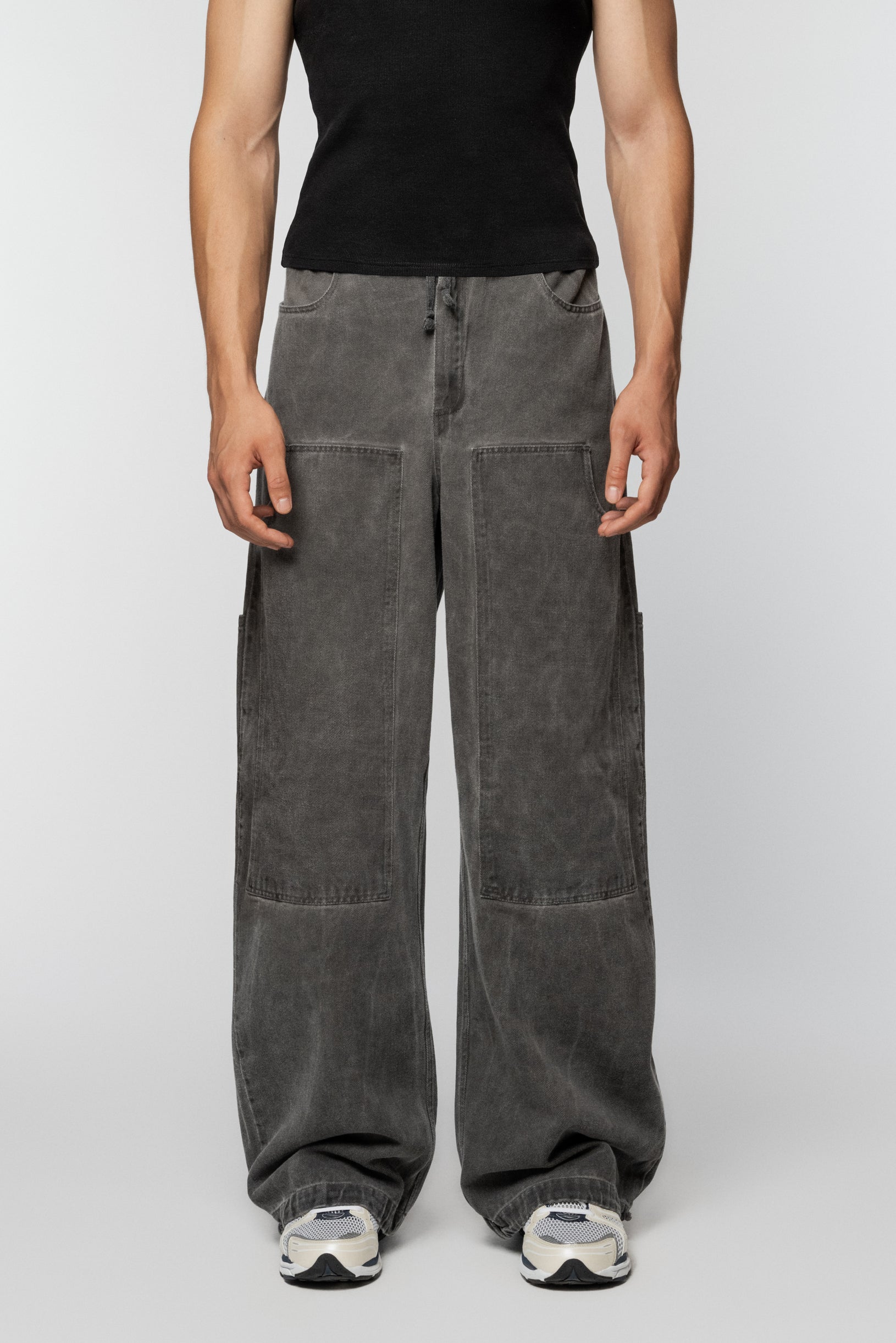 Vintage wide grey Carpenter jeans with a drawstring