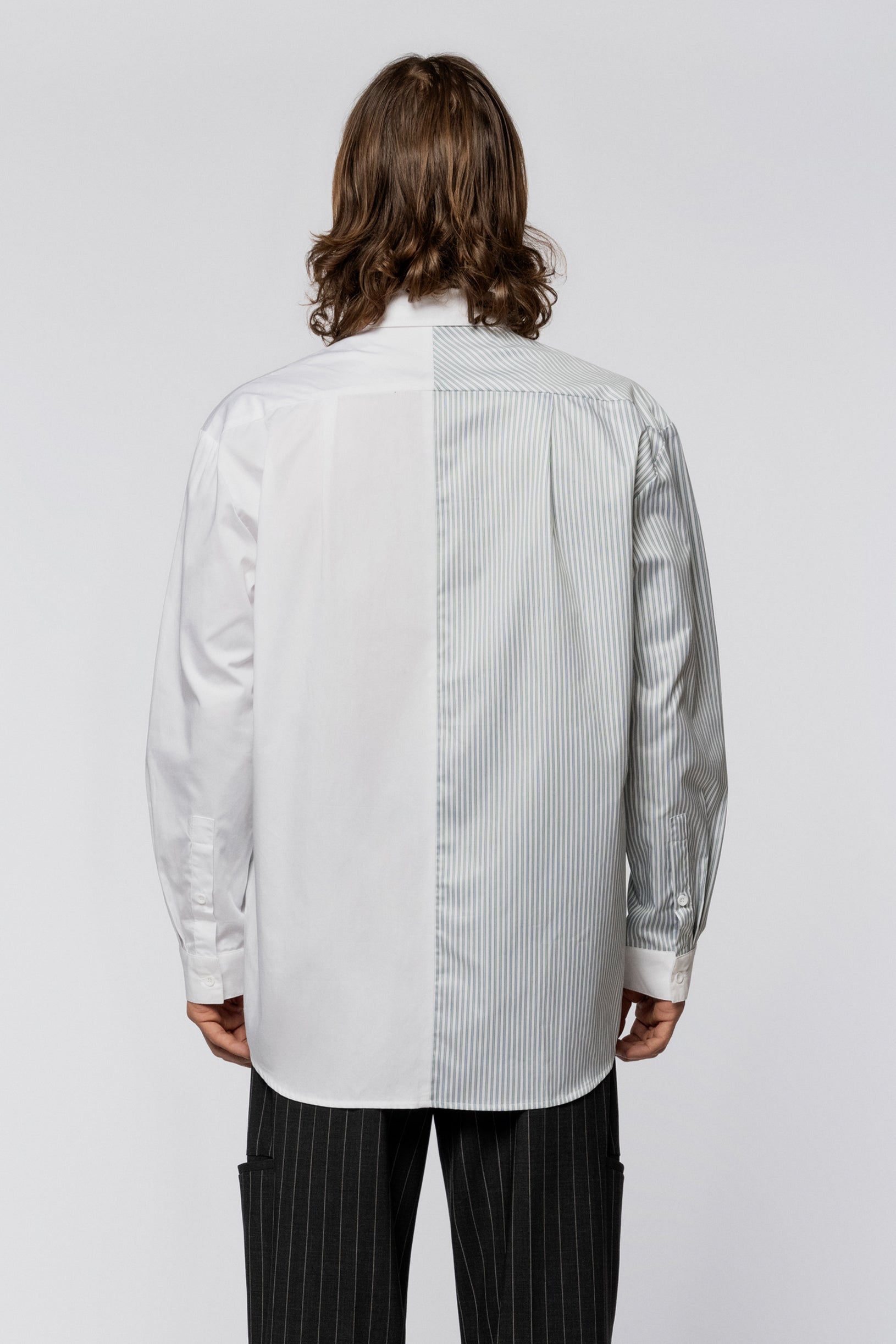 Unisex Lazy shirt with striped inserts and a patch