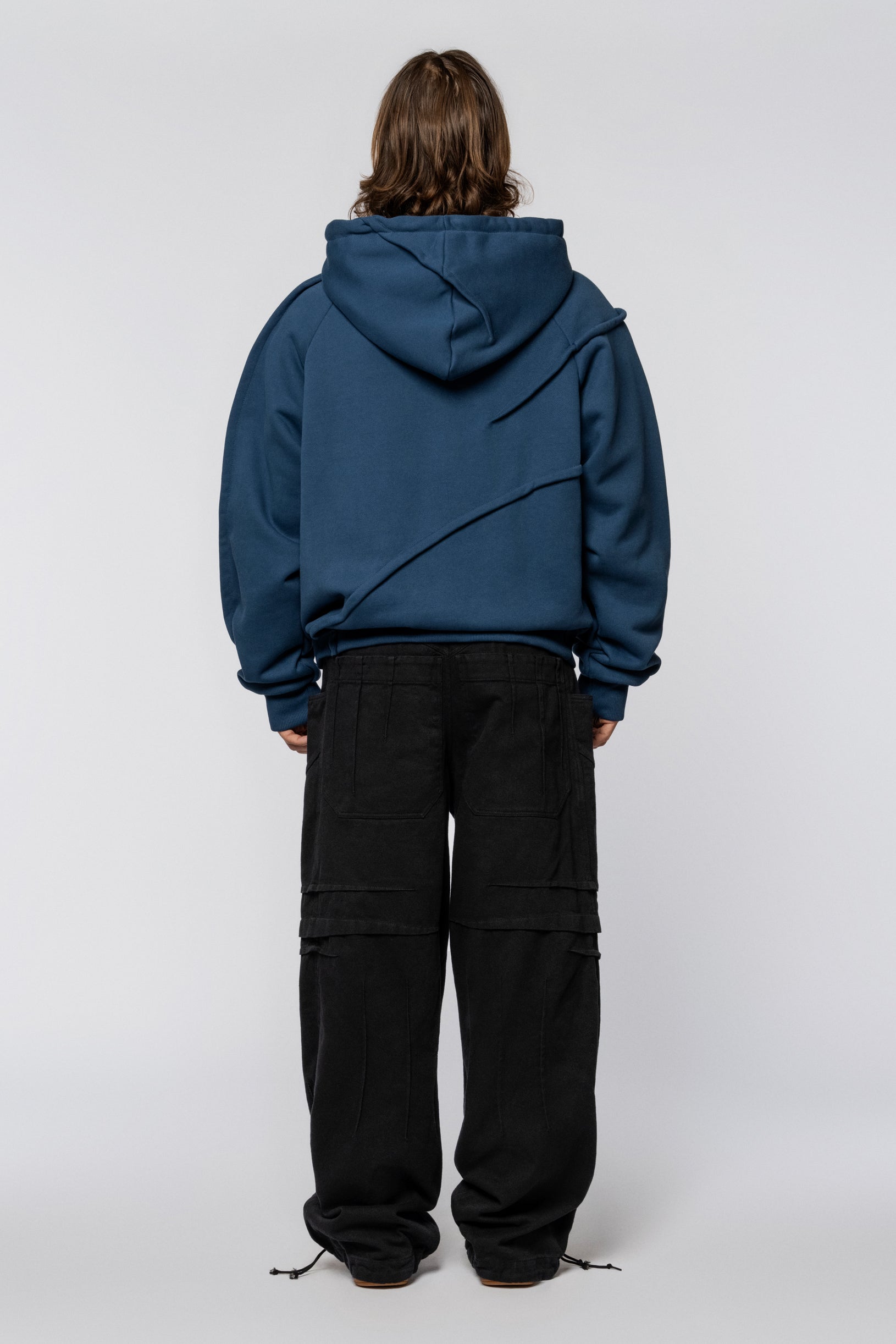 Zip Hoodie raglan Folds Navy