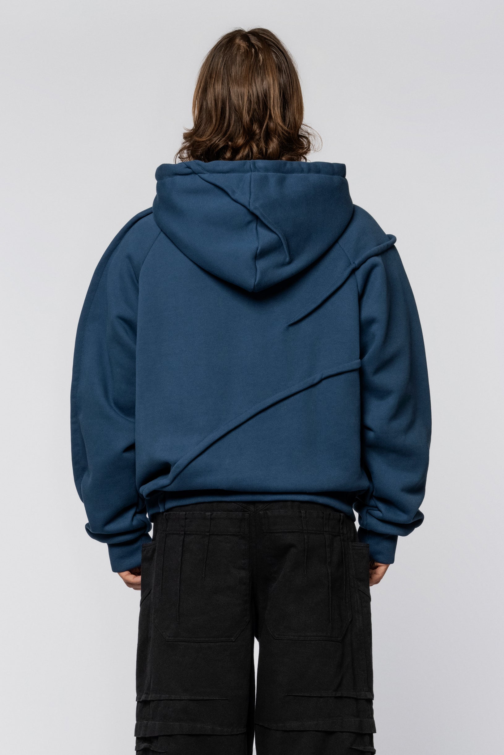 Zip Hoodie raglan Folds Navy