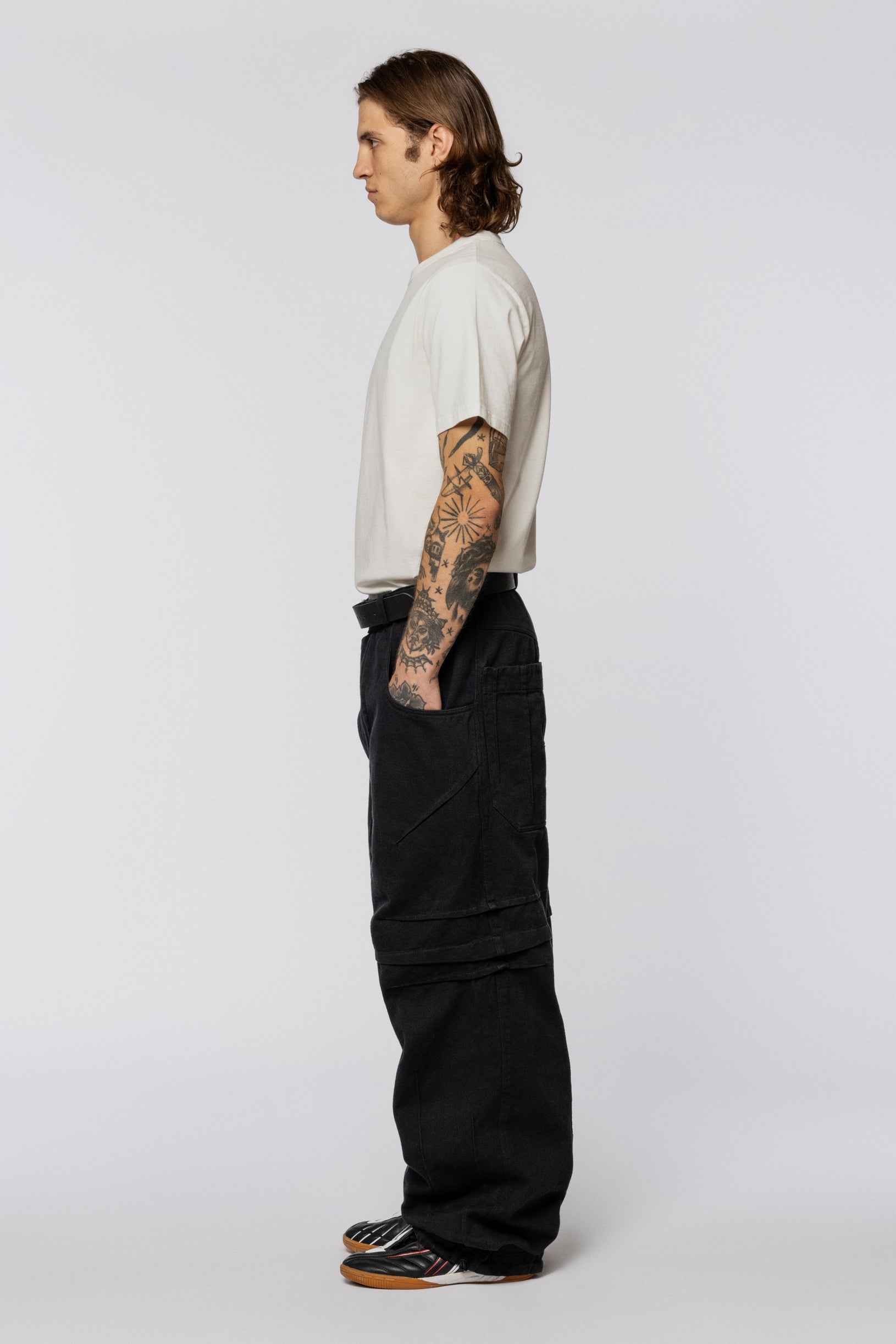 Denim Trousers Folds Black Washed