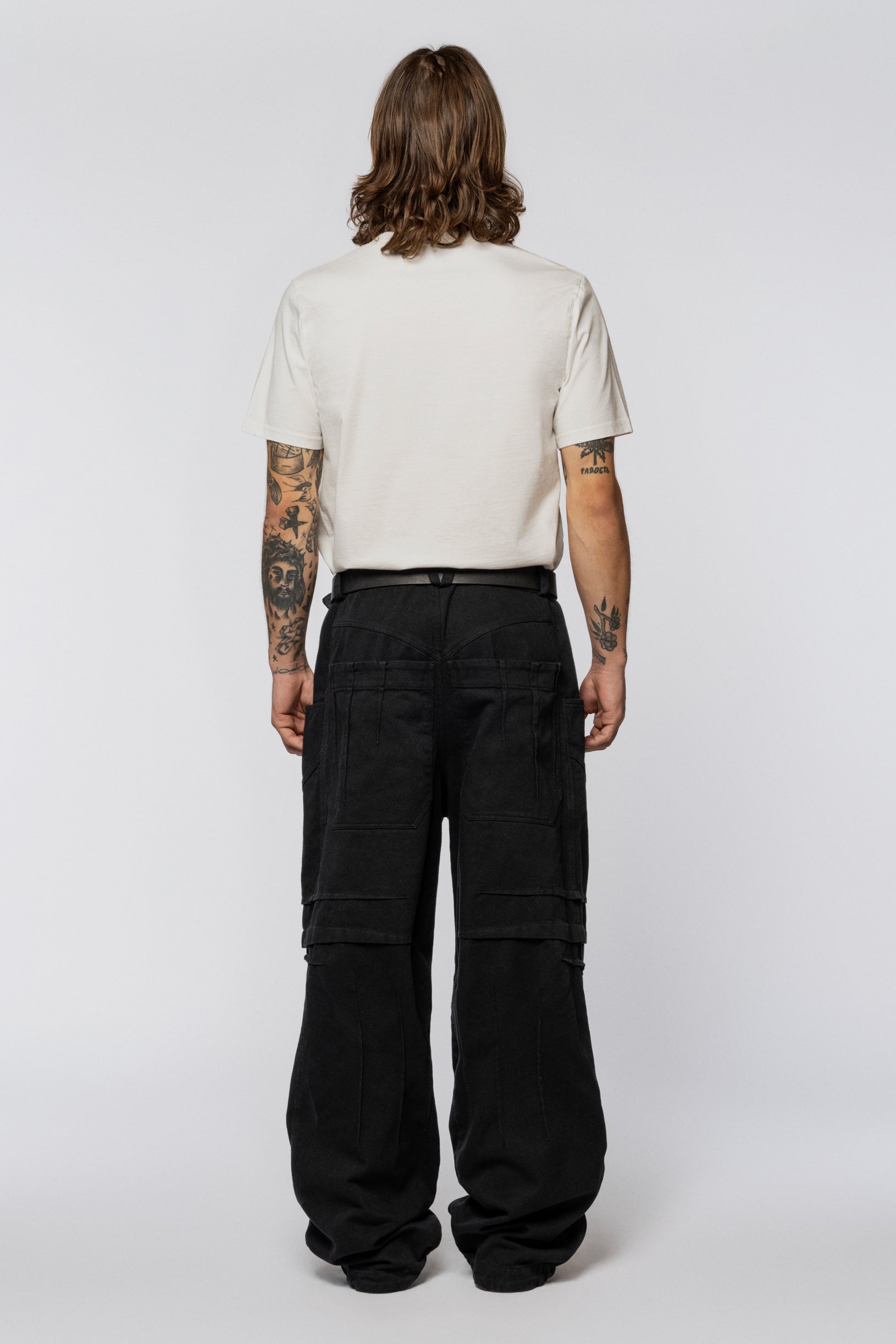 Denim Trousers Folds Black Washed