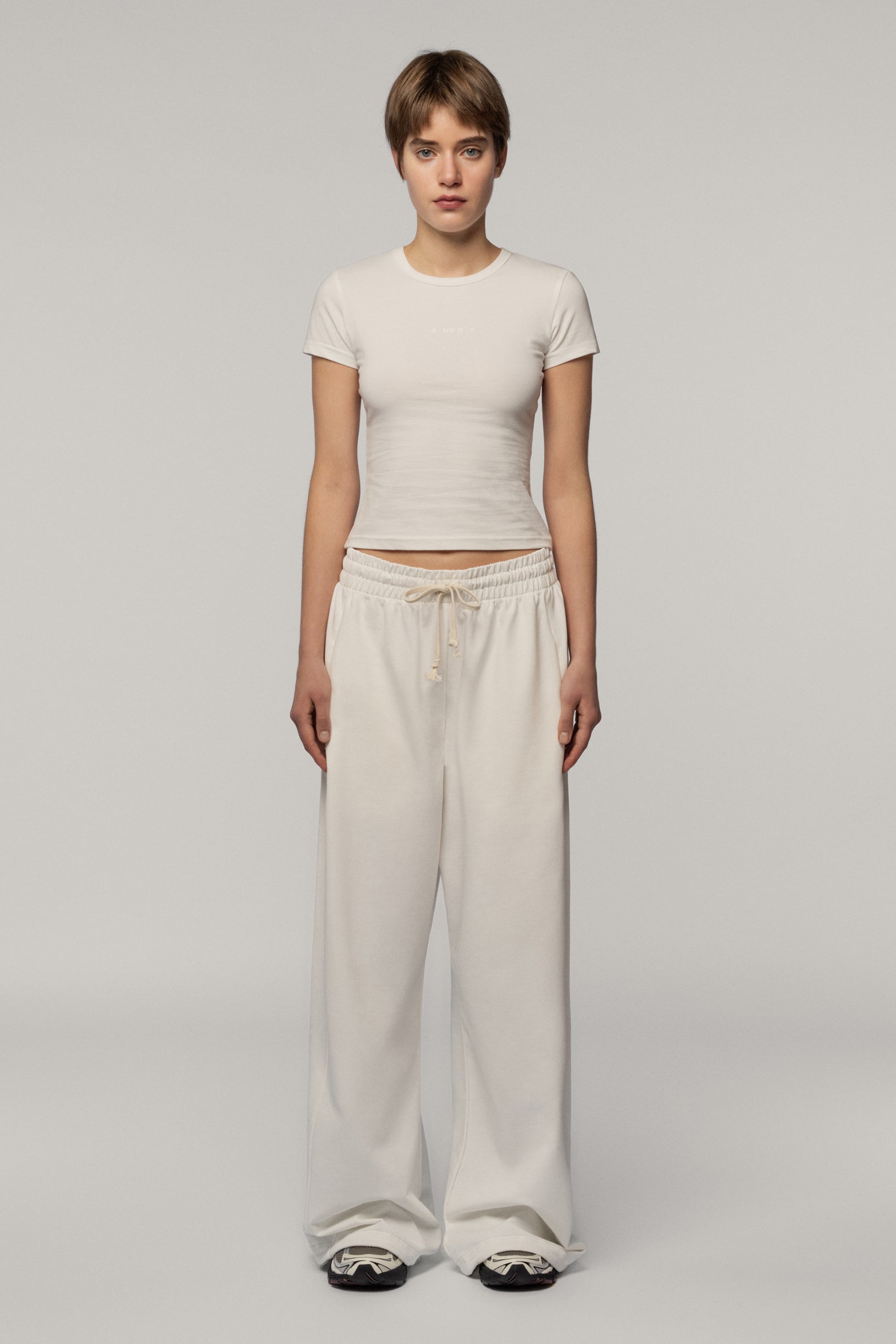 Штани з бавовни молочні