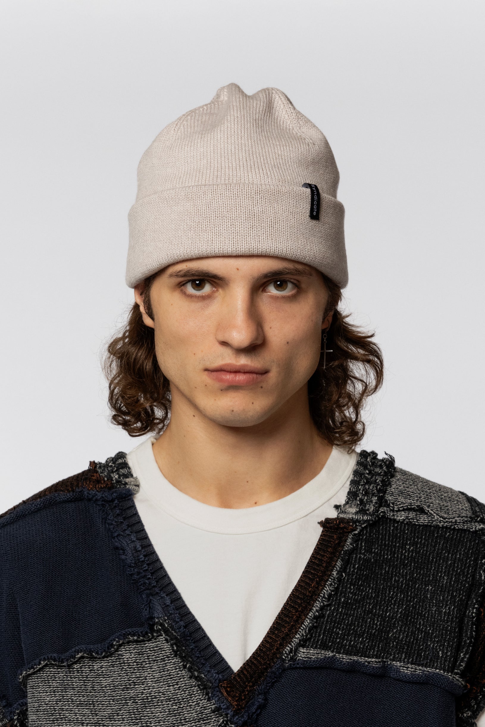 Ivory beanie made of merino wool