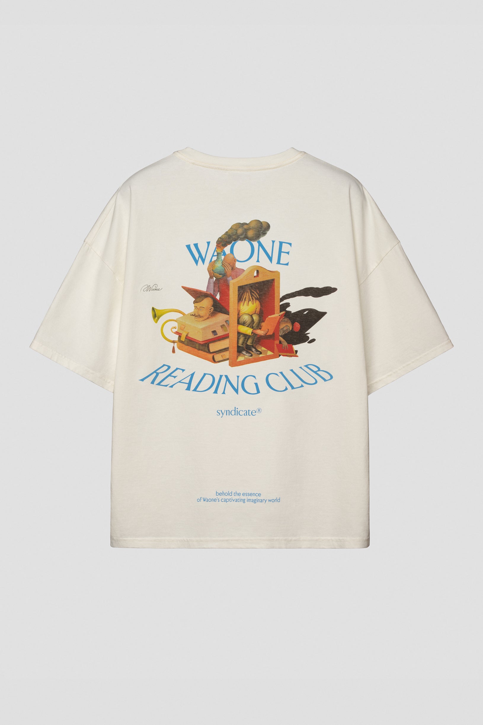 Cream oversize t-shirt with a WAONE Reading Club print