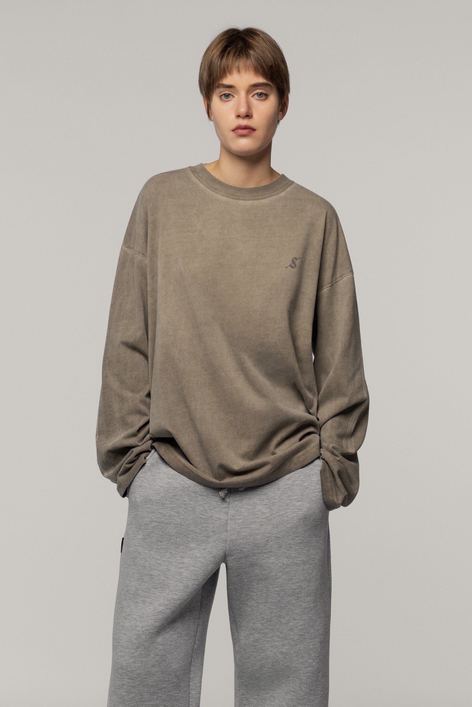 Faded Arrow Longsleeve Cold Beige