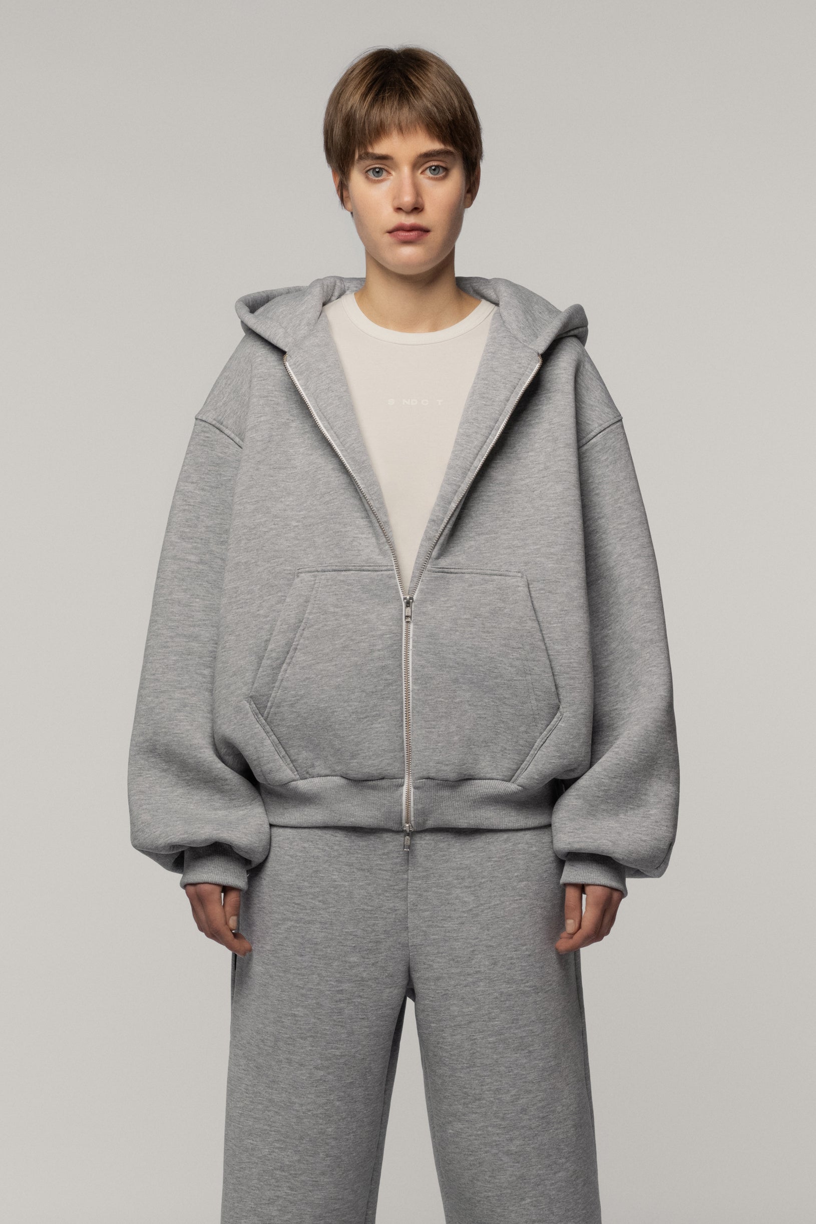 Худі З блискавкою Світло-сірий Меланж