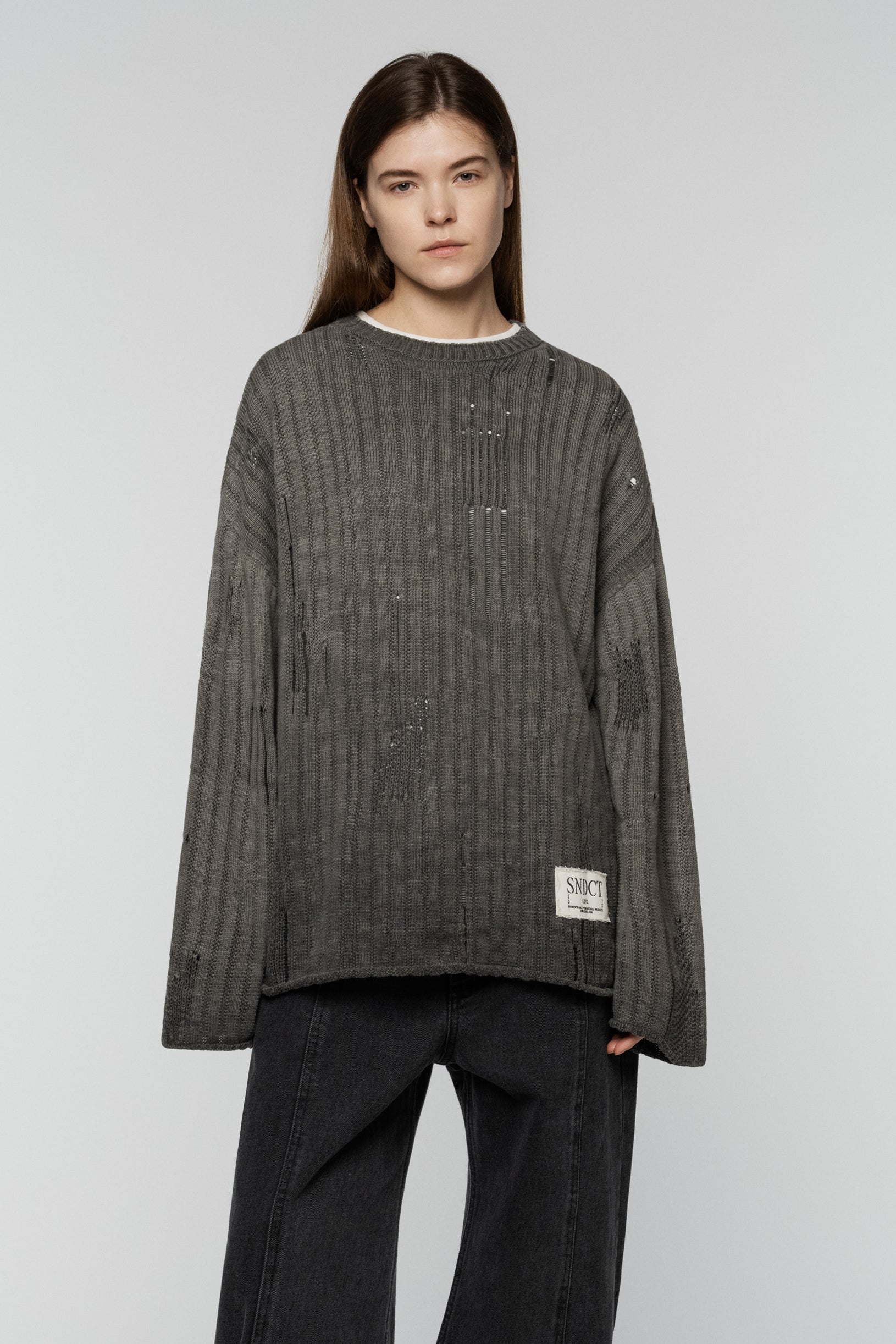 Dyed Loose Knit Sweater Gray