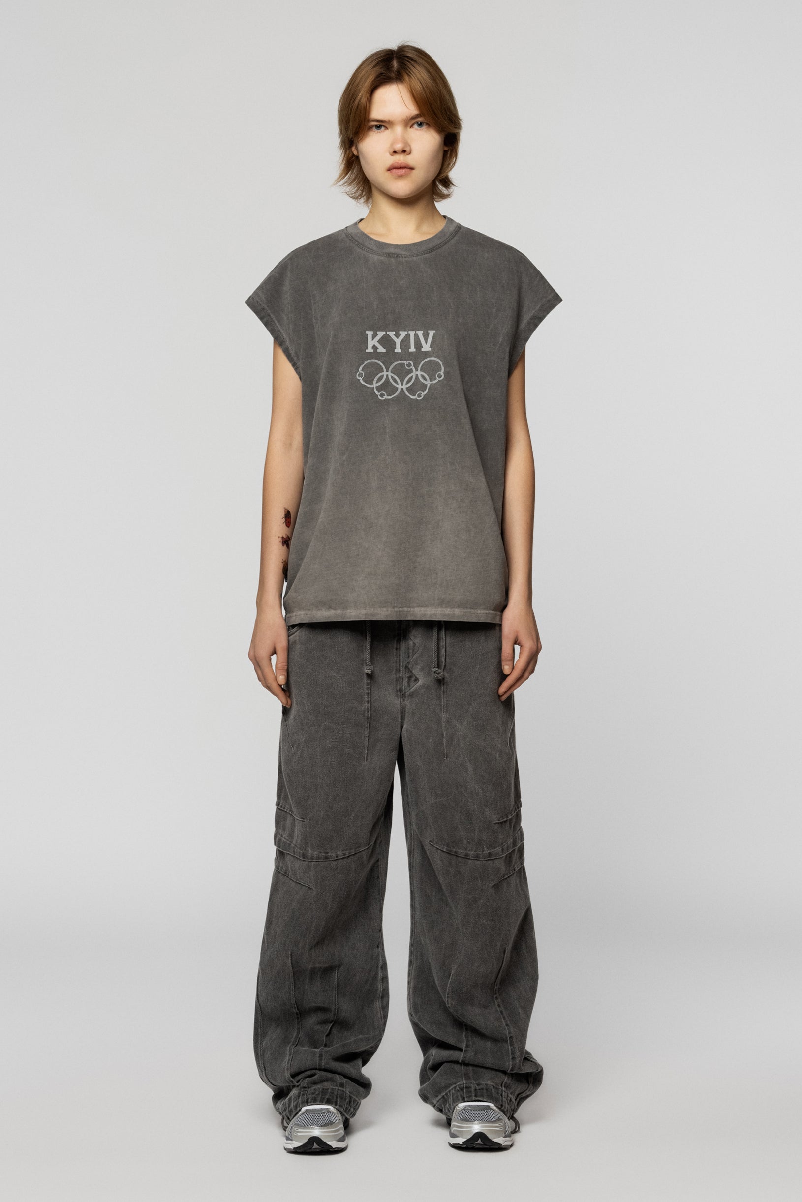 Kyiv Olympics Faded Sleeveless T-shirt Grey