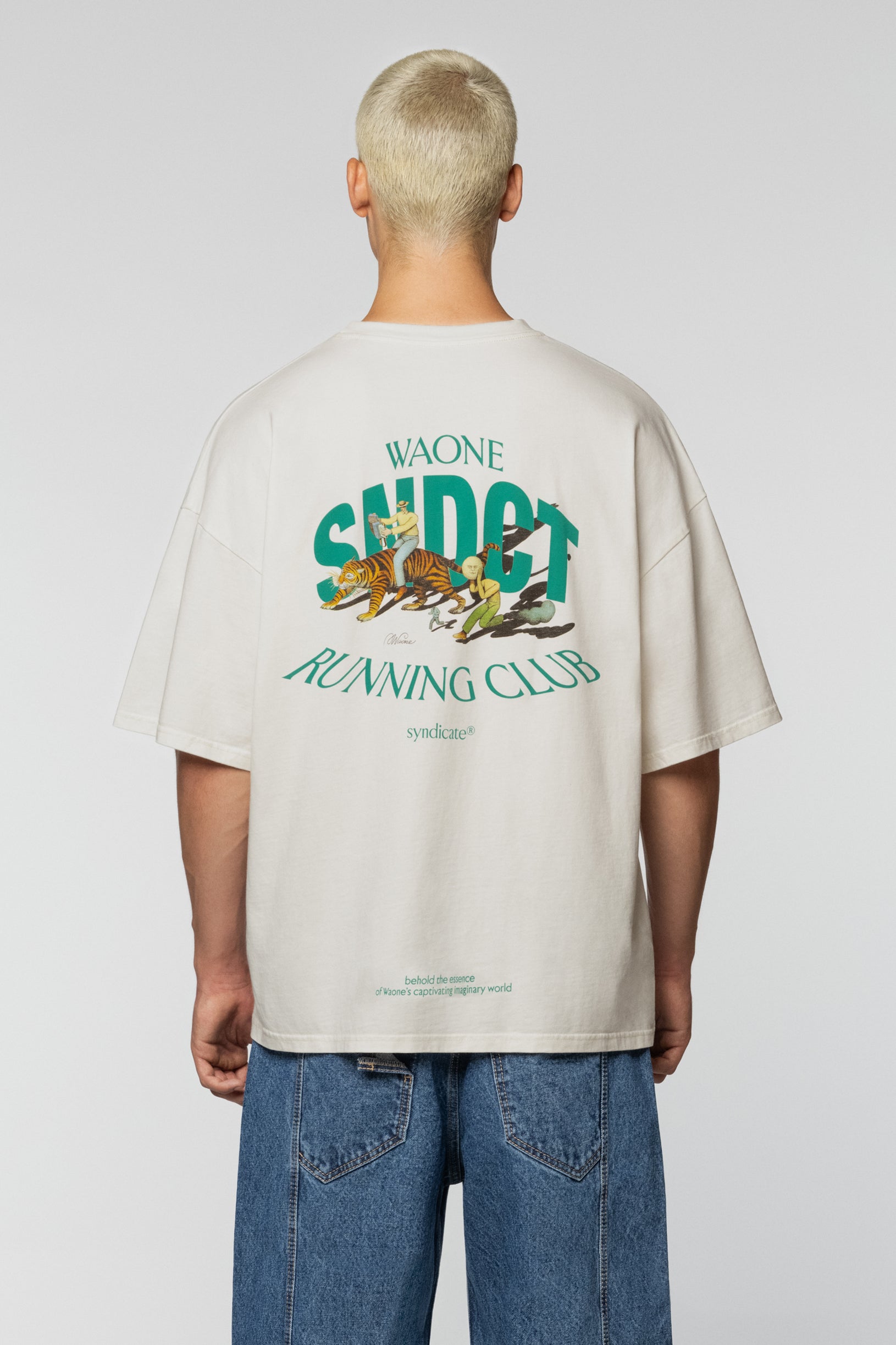 Unisex cotton T-shirt with Running Club graphics by WAONE