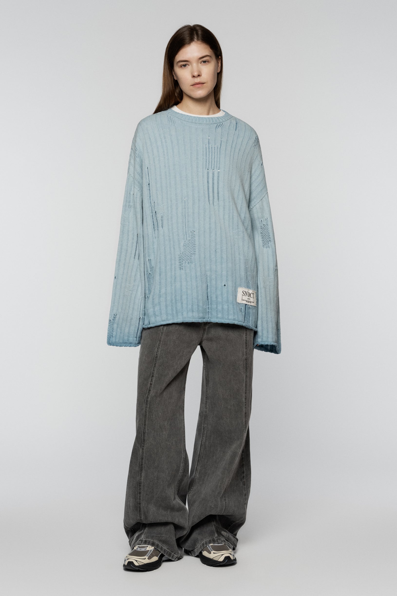 Dyed Loose Knit Sweater Blue