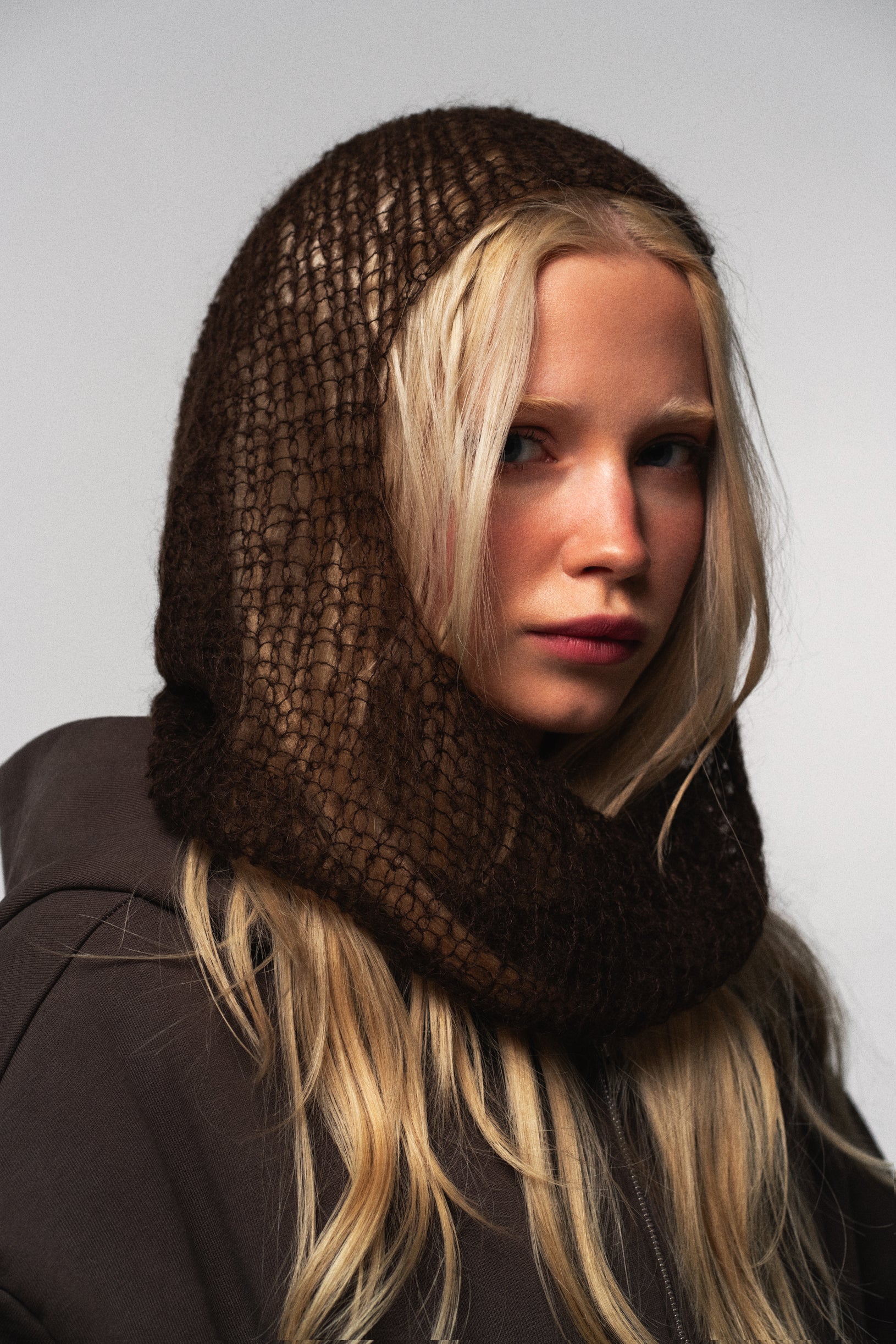 Мохерова Балаклава Ручної В'язки Коричнева