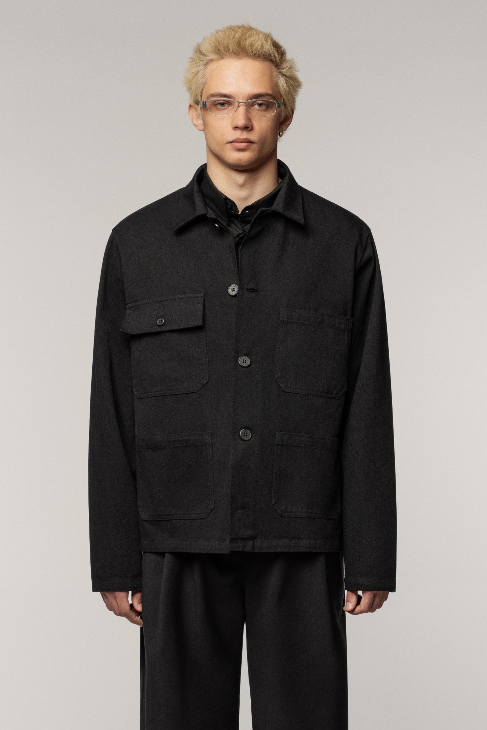 Many Pocket Cotton Jacket Black
