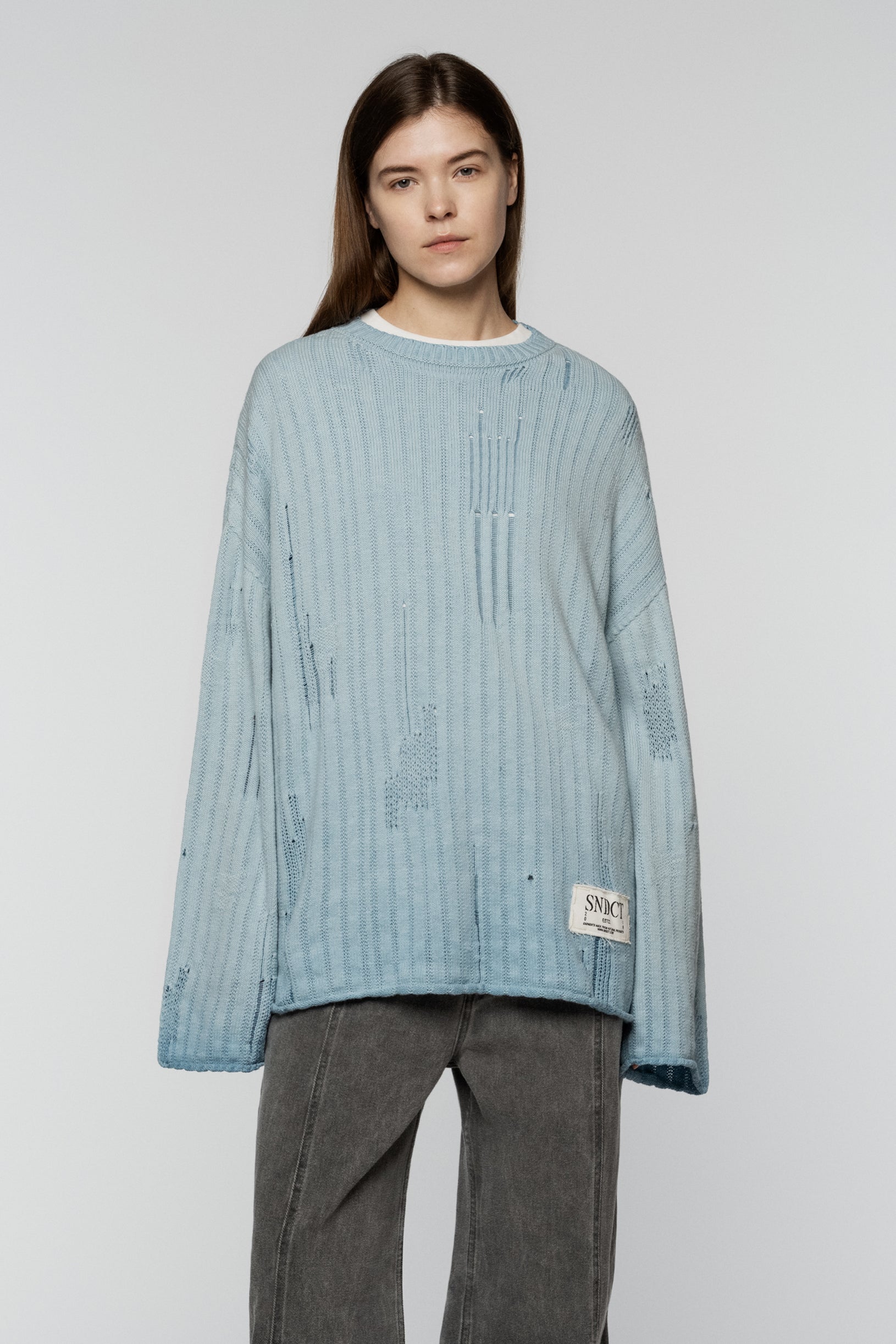 Dyed Loose Knit Sweater Blue