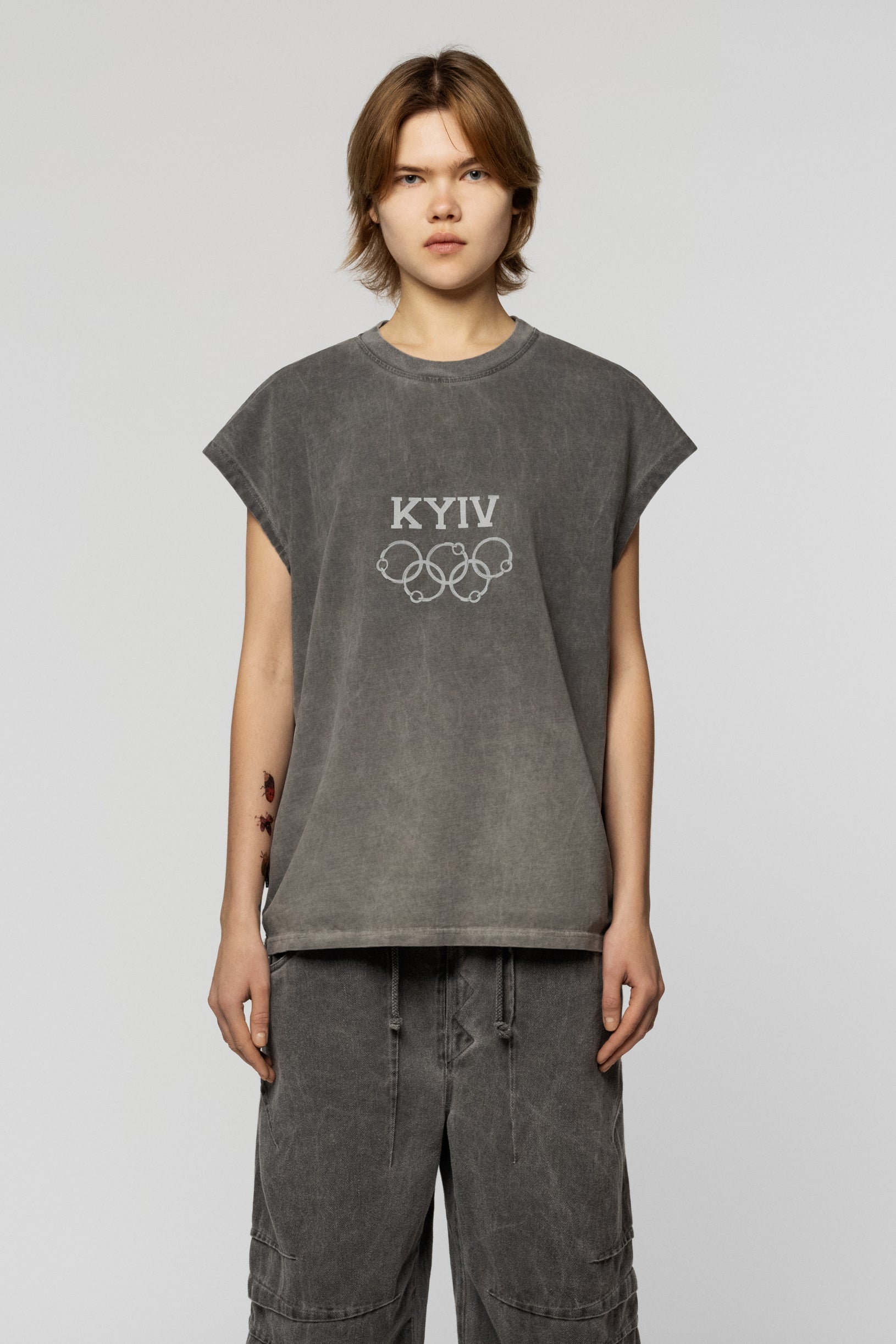 Kyiv Olympics Faded Sleeveless T-shirt Grey