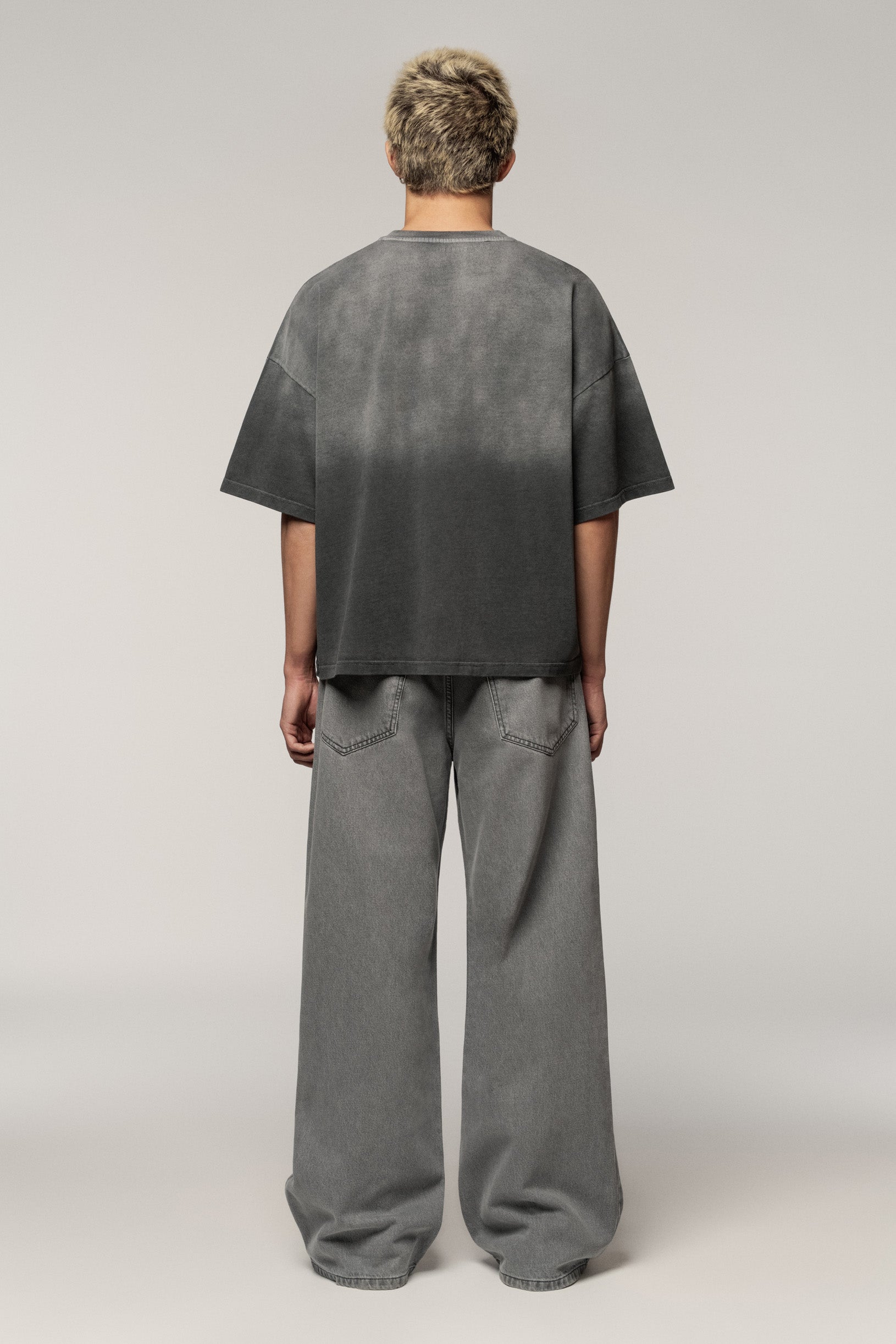 Ghost Pocket Cropped Oversize T-shirt Grey