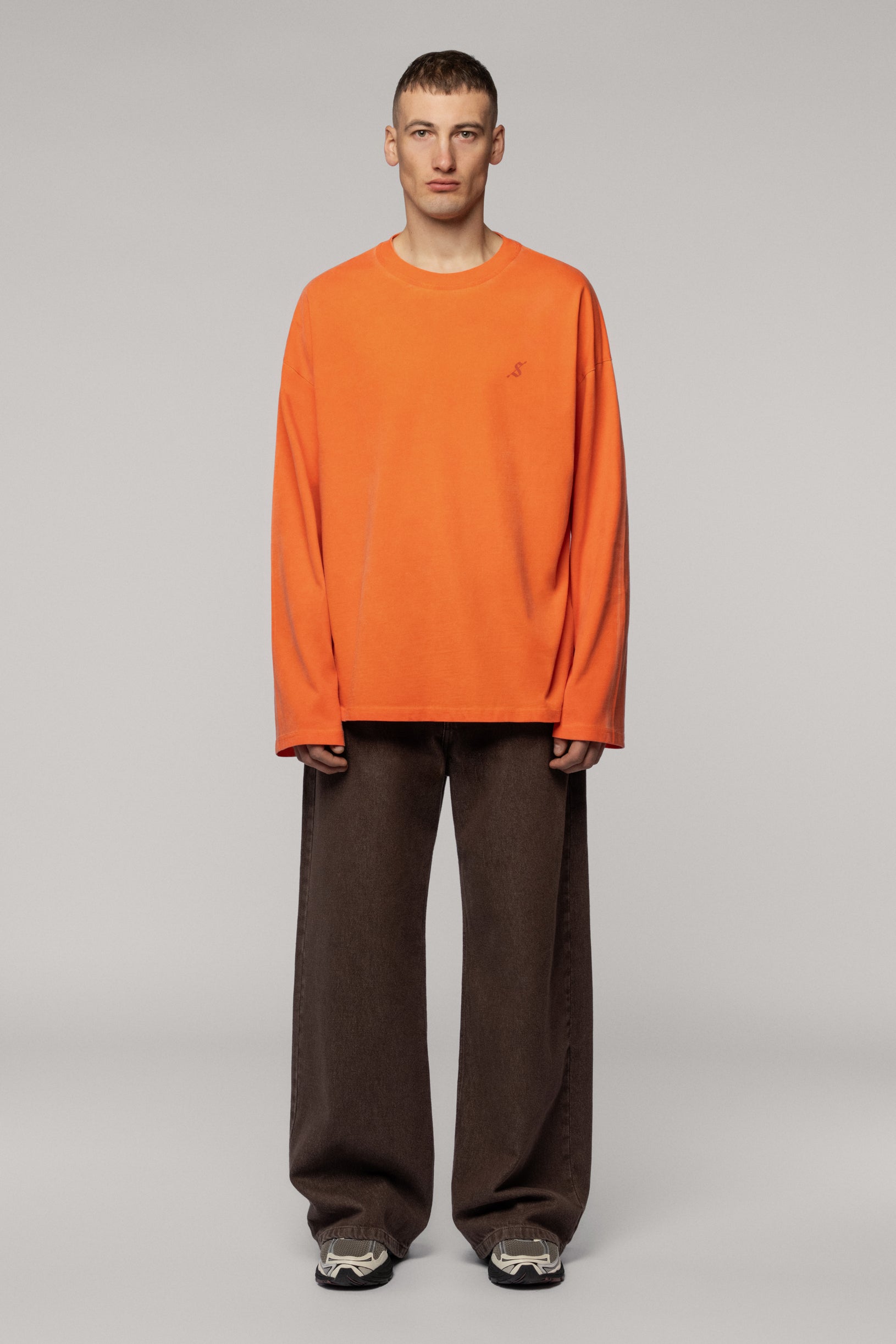 Лонгслів Фарбований з Логотипом Arrow Помаранчевий