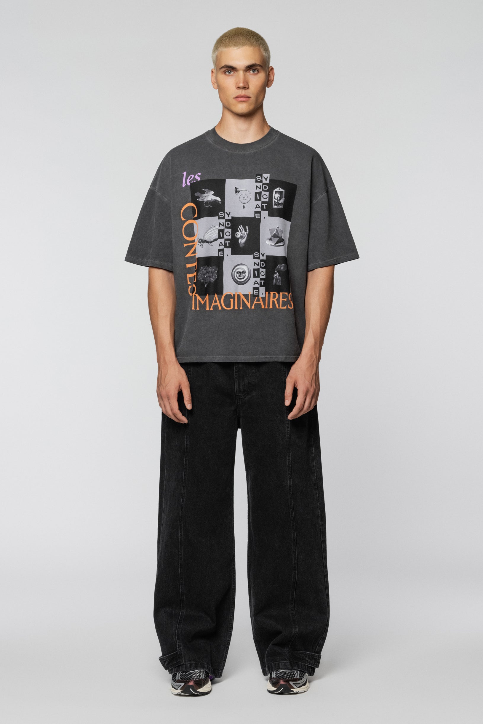 Футболка сіра Chess Board з графічним принтом WAONE