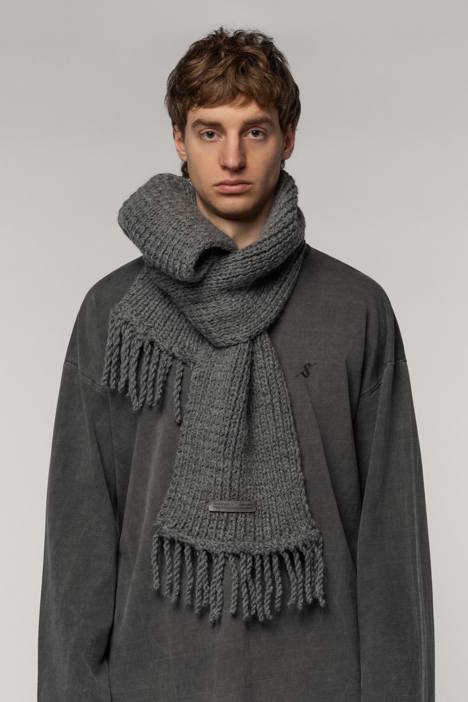 Шарф Ручної В'язки Сірий