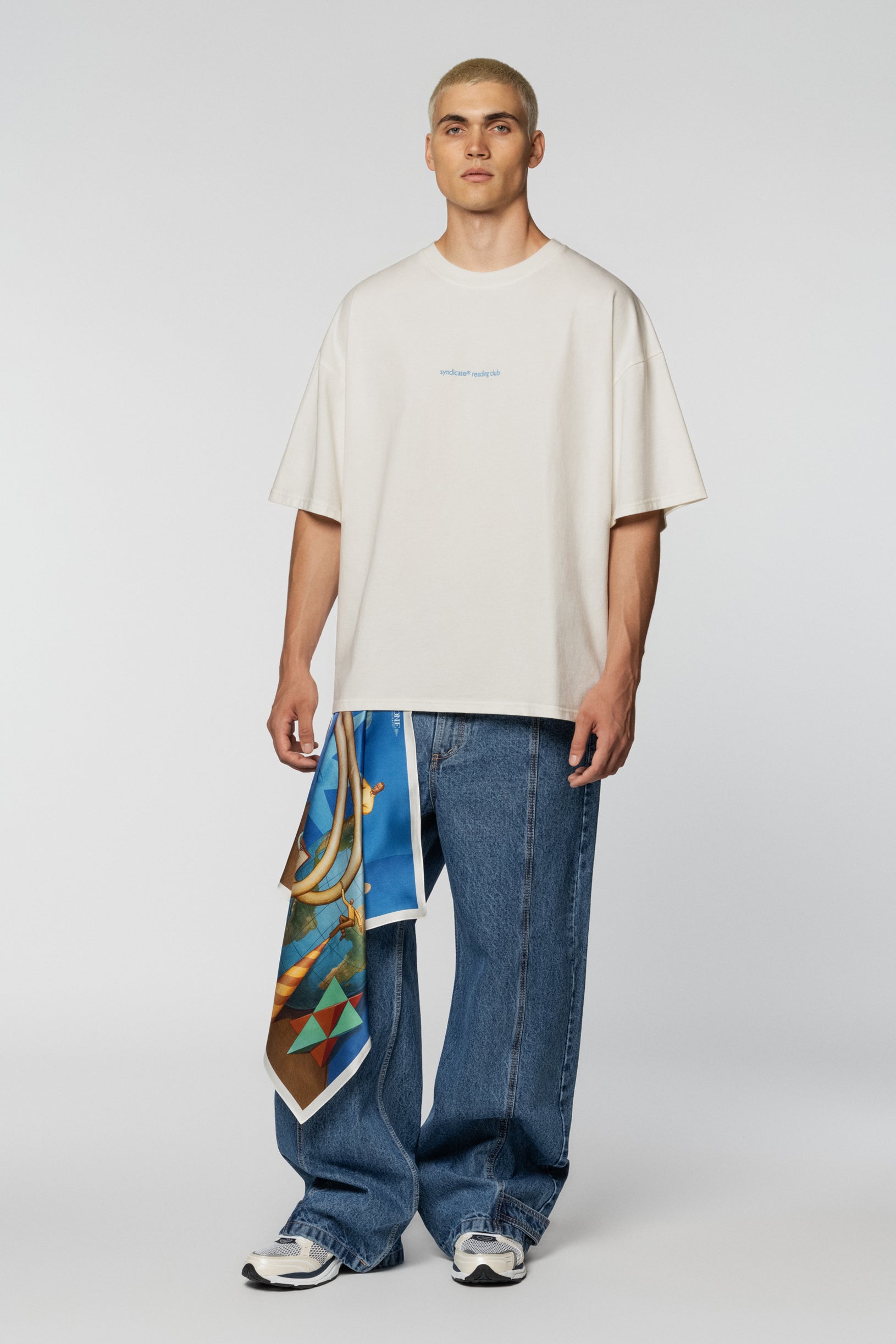 Cream oversize t-shirt with a WAONE Reading Club print