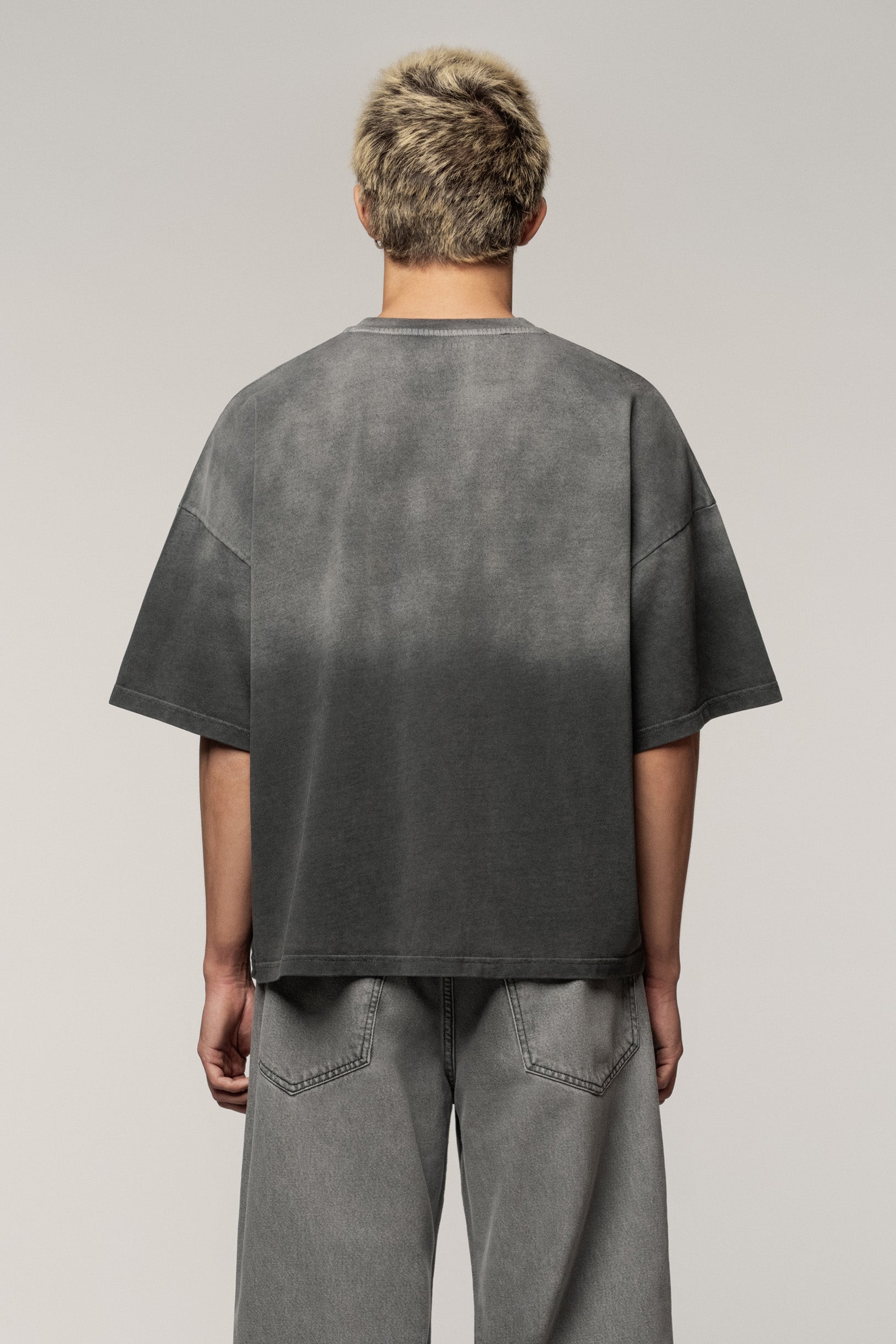 Ghost Pocket Cropped Oversize T-shirt Grey