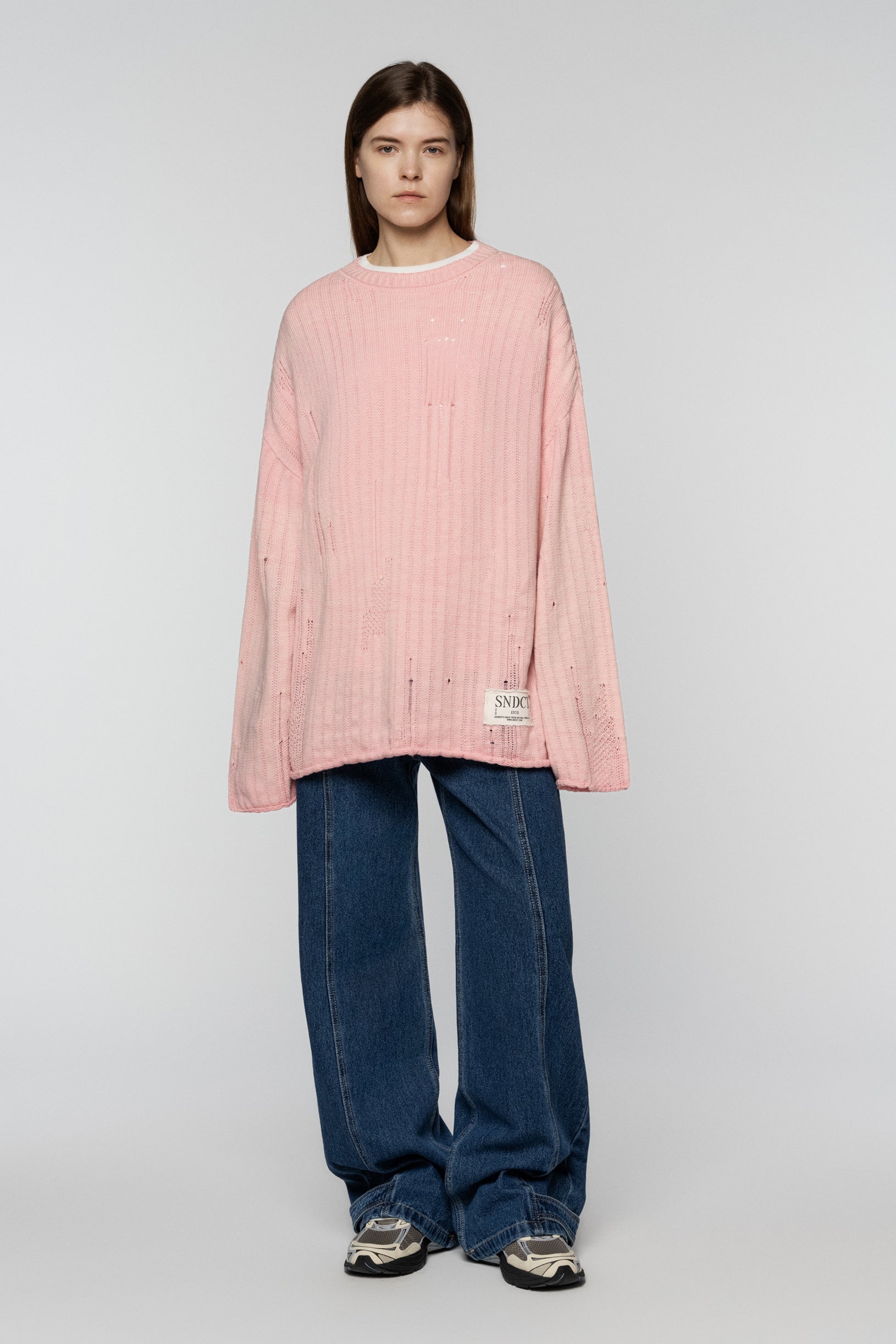 Dyed Loose Knit Sweater Pink