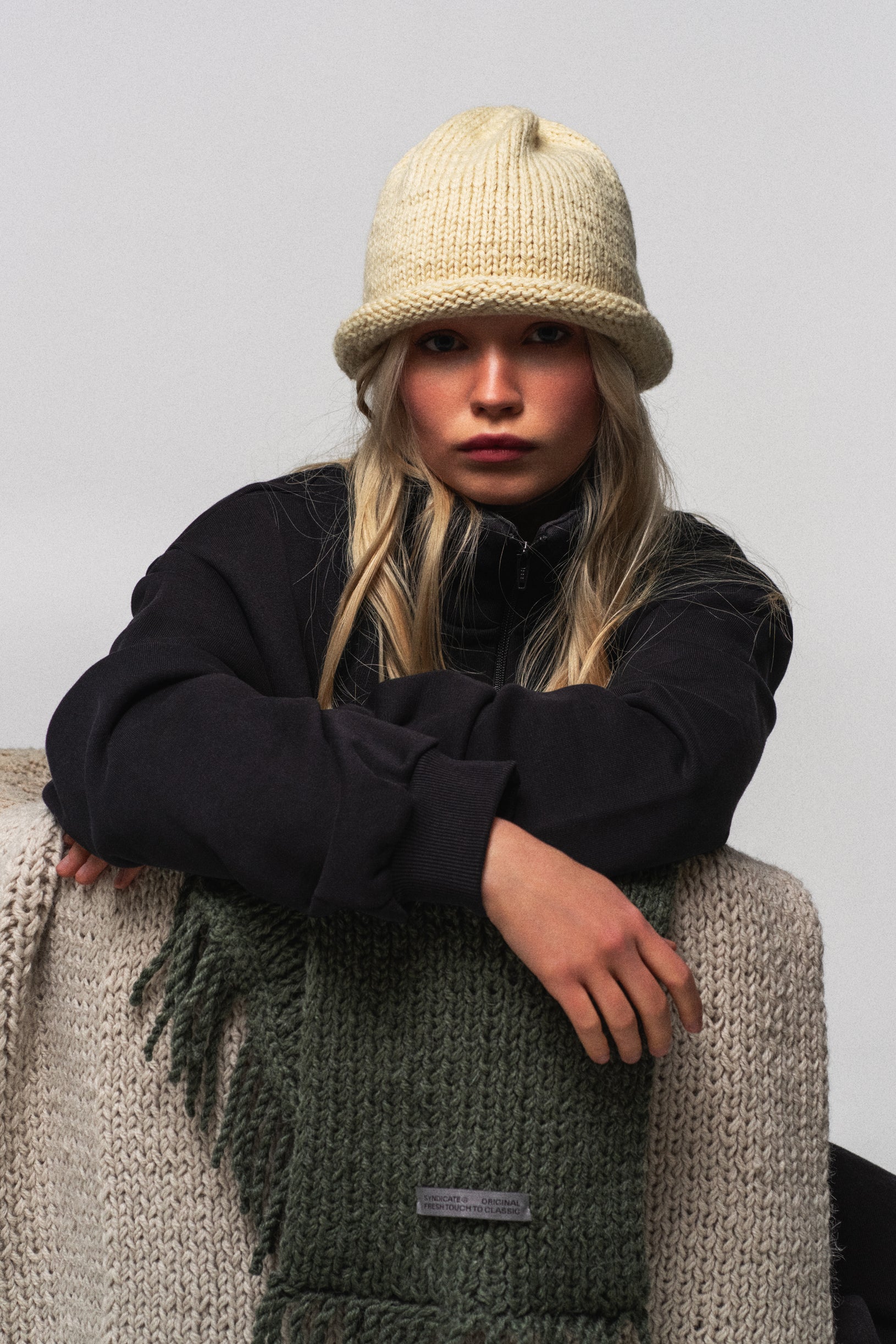 Blue knitted hat made of merino wool | SYNDICATE KYIV